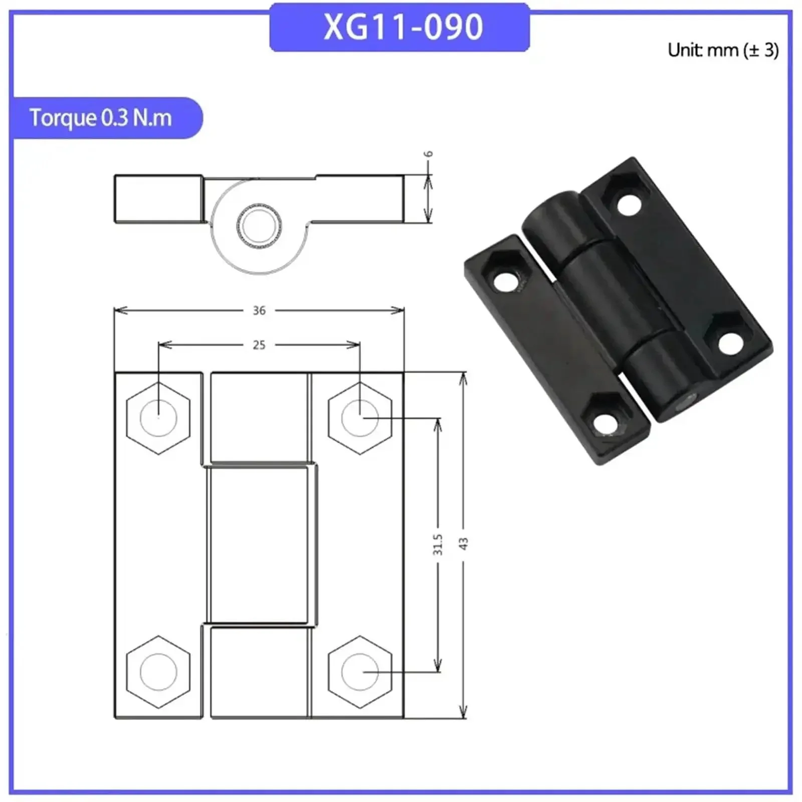 Heavy Duty Damping Shaft Zinc Alloy Gate Hinge 1.5 Inch Square Torque Rated For Industrial Doors Rugged And Quiet 1 Piece Thickened Design For Smooth Gate Action - Image 3