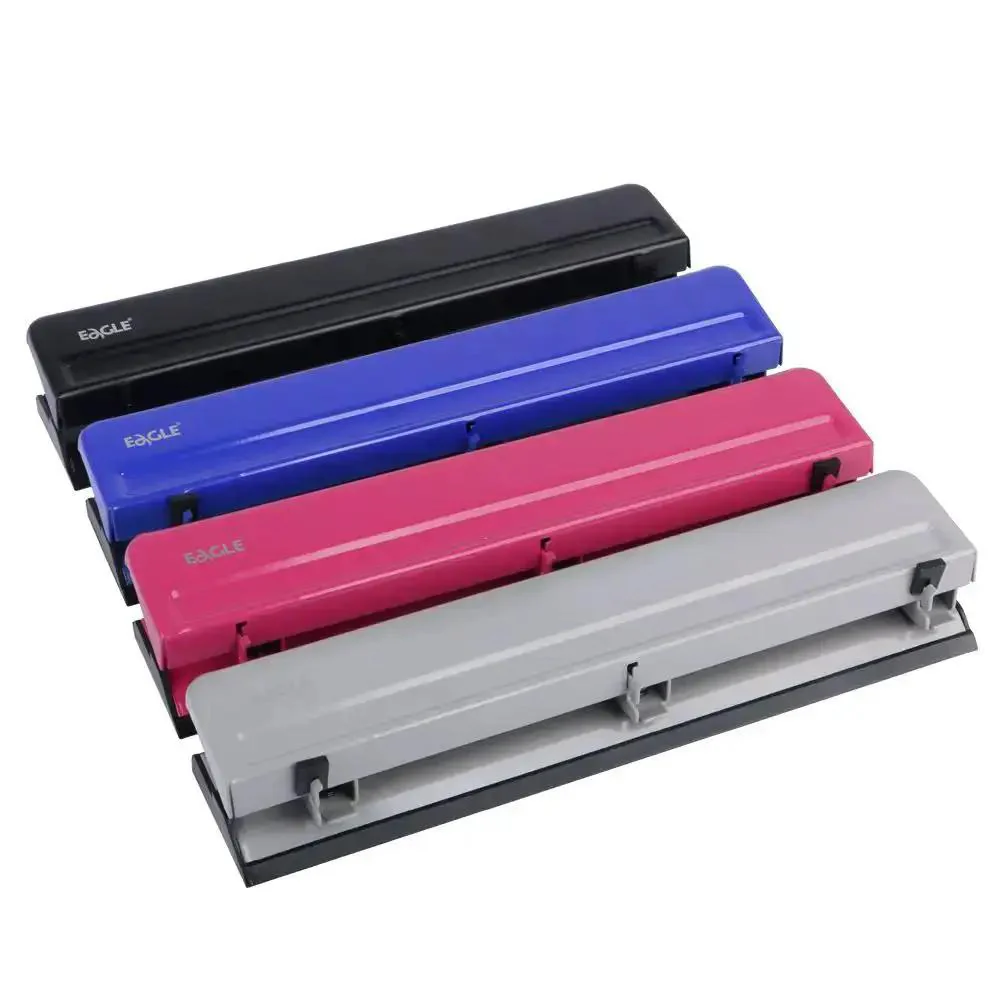 Heavy Duty Desktop 3 Hole Punch All Metal Paper Puncher With 12 Sheet Capacity A True Workhorse For Office And Home Use Deep Pink Color Easy Clean Chip Tray Sturdy Construction For Everyday Tasks - Image 2