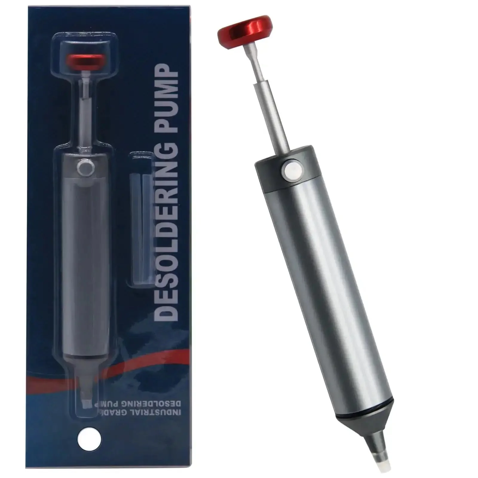 Heavy Duty Desoldering Pump With Strong Suction For PCB Repairs, DIY Friendly Manual Vacuum Solder Sucker, 50mm Silicone Nozzle, 6061 Aluminum CNC Machined Body, Durable Desolder Tool For IC Boards And Circuit Board Fixes - Image 2
