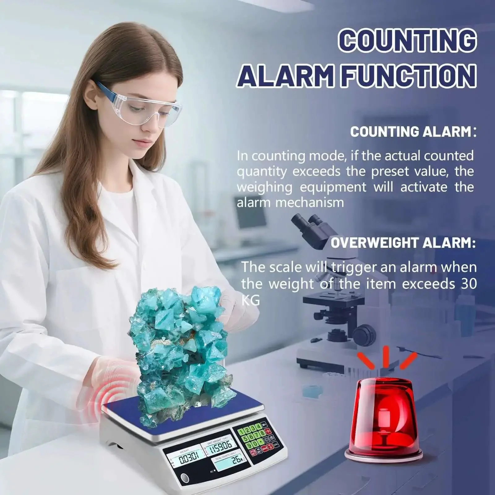 Heavy Duty Digital Counting Scale 30Kg 66Lb With Zero Point One Gram Precision For Coins And Parts Switchable Grams Kilograms Pounds Units Alarm Mode Inventory Tracking Two Tray Colors Shipped Randomly - Image 4