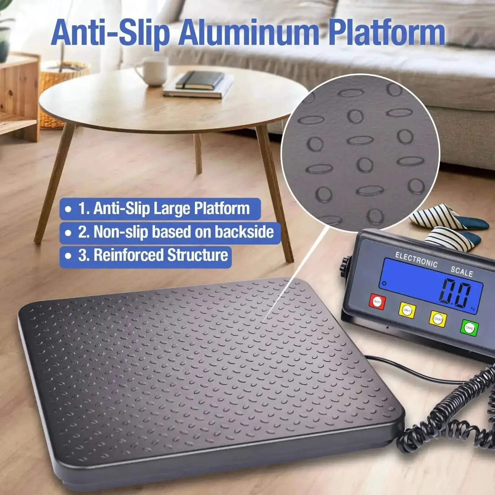 Heavy Duty Digital Postal Scale With 11.8 By 11.8 Inch Aluminum Anti Slip Platform, 440 Lb Capacity, 0.2 Lb Min, Tare, Count, Auto Off, Portable Shipping Scale For Packages And Luggage, Lbs Kg And Lb Oz Modes - Image 7