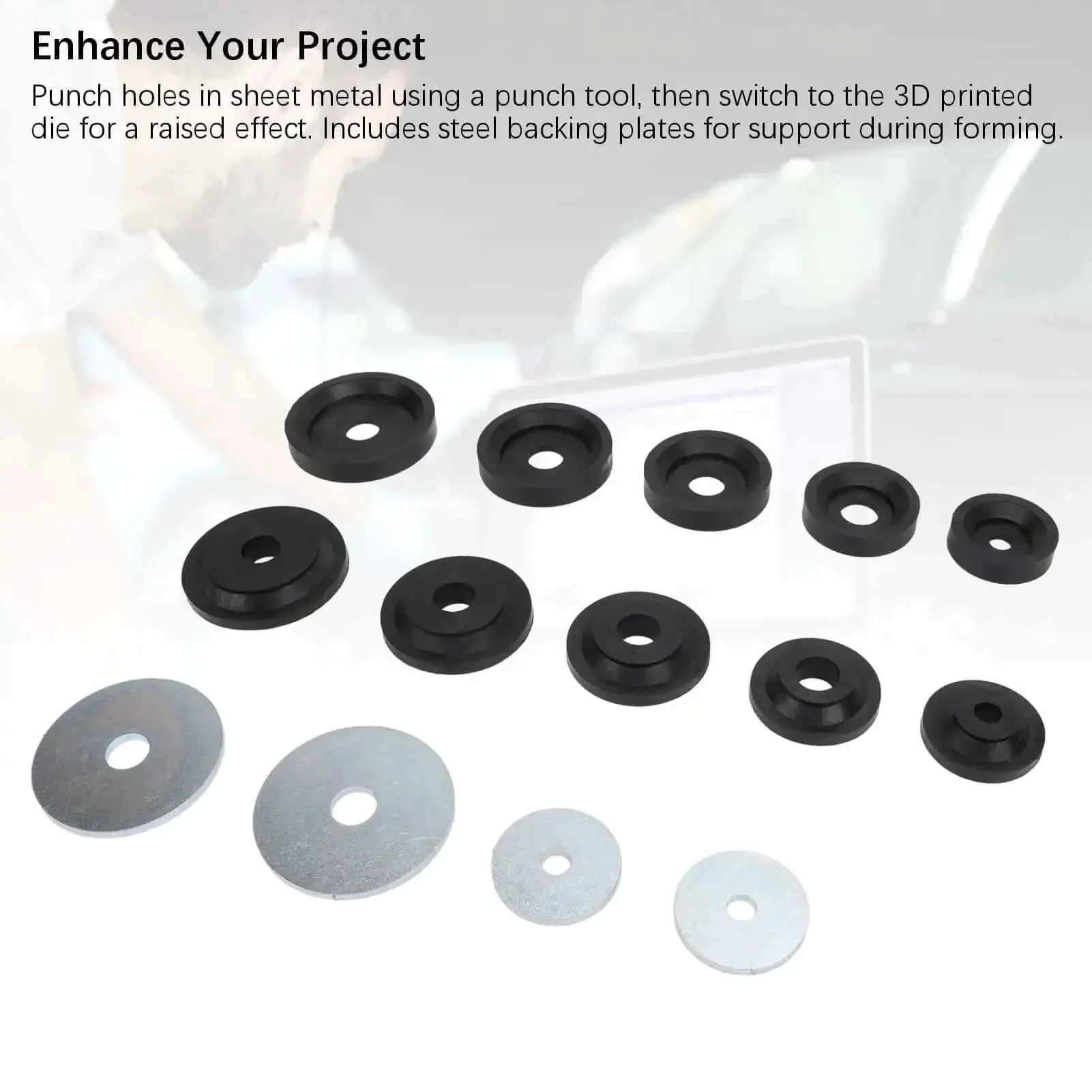 Heavy Duty Dimple Die Set For Sheet Metal Carbon Steel Flared Hole Dies With Backing Discs Reinforced Nylon Housing For Harbor Hydraulic Punch Driver Kit - Image 5
