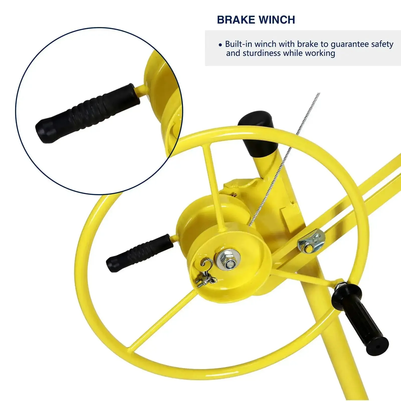 Heavy Duty Drywall Lift Panel Hoist For 16Ft Ceilings And 19Ft Walls 150 Lbs Capacity Rollable With Caster Wheels Tool Free Assembly Lockable Construction Cart For Sheetrock And Cabinet Lifting - Image 4