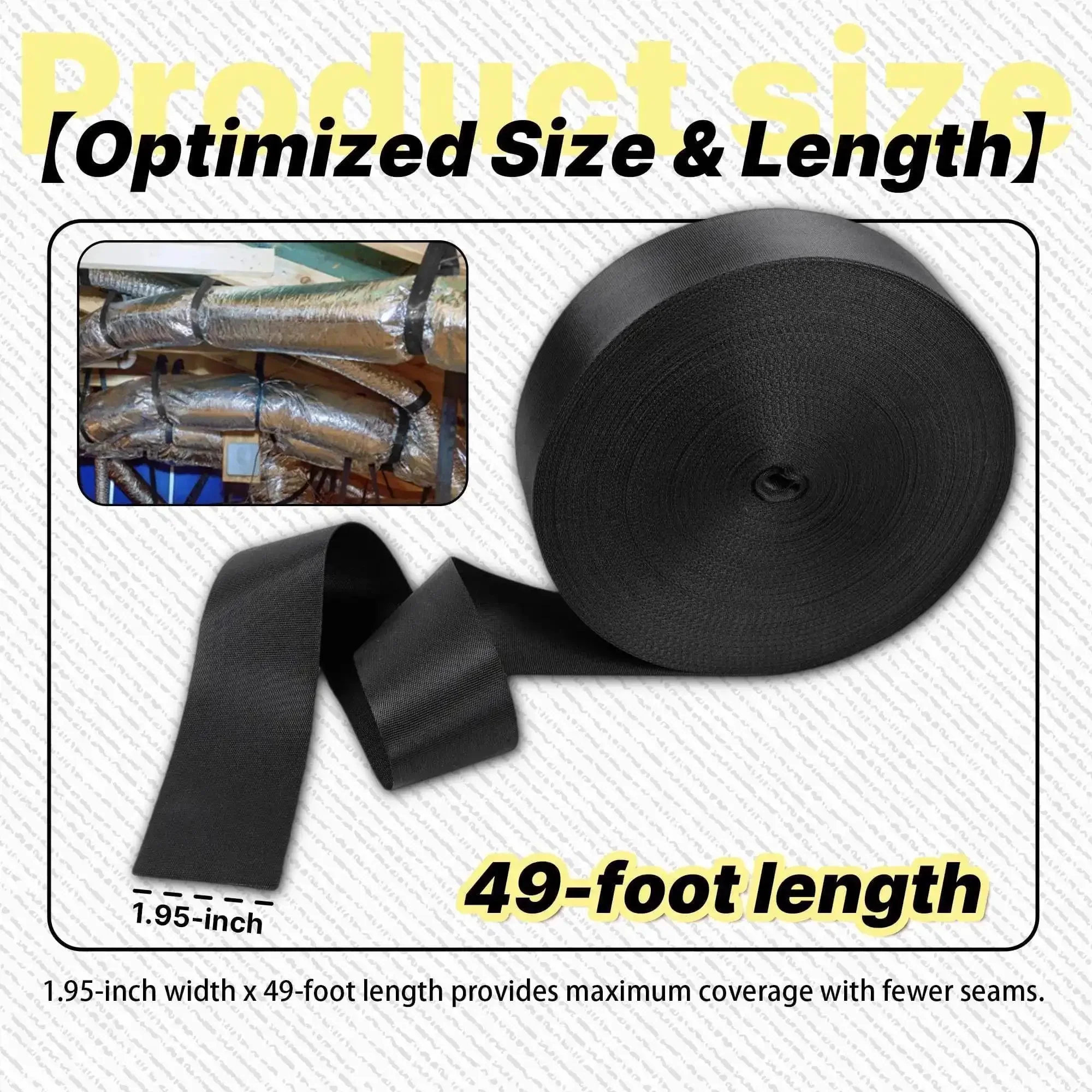 Heavy Duty Duct Strap 1.95 Inch By 49 Foot Black Nylon Strapping For HVAC Ducts, Built Like A Tank Wrap Band For Building And Home Improvement, Industrial Grade Ultra Strong 500 Lb Capacity - Image 6