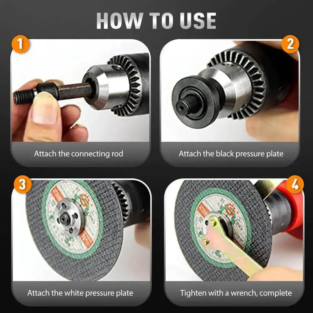 Heavy Duty Electric Drill Angle Grinder Connecting Rod Set With Metal Adapter And Wrench Adjustable Rotary Driver Shaft For Cutting And Polishing Discs 10mm Set - Image 5