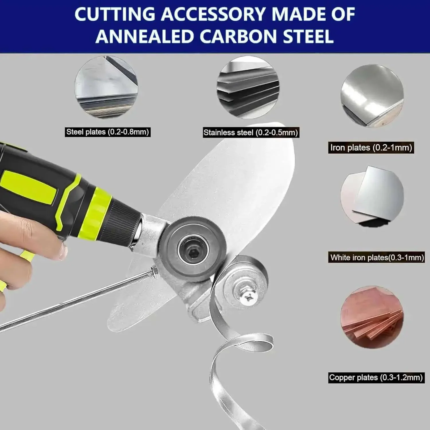 Heavy Duty Electric Drill Plate Cutter For Sheet Metal Cutting With Adapter Capable Of Cutting Aluminum Steel Copper And Iron In One Handy Tool Built From Premium Steel And Aluminum Alloy For Daily Rigorous Use - Image 3
