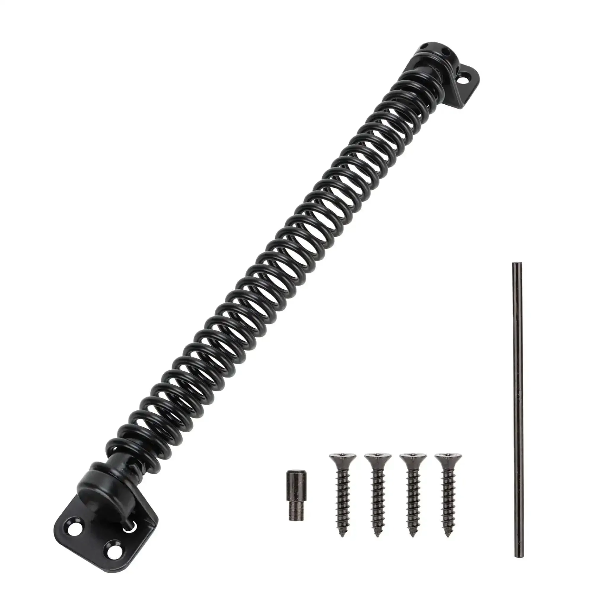 Heavy Duty Eleven And A Half Inch Self Closing Gate Spring For Outdoor Wooden And Vinyl Fences Built To Last With Adjustable Tension Black Powder Coated Steel Gate Closure Hardware