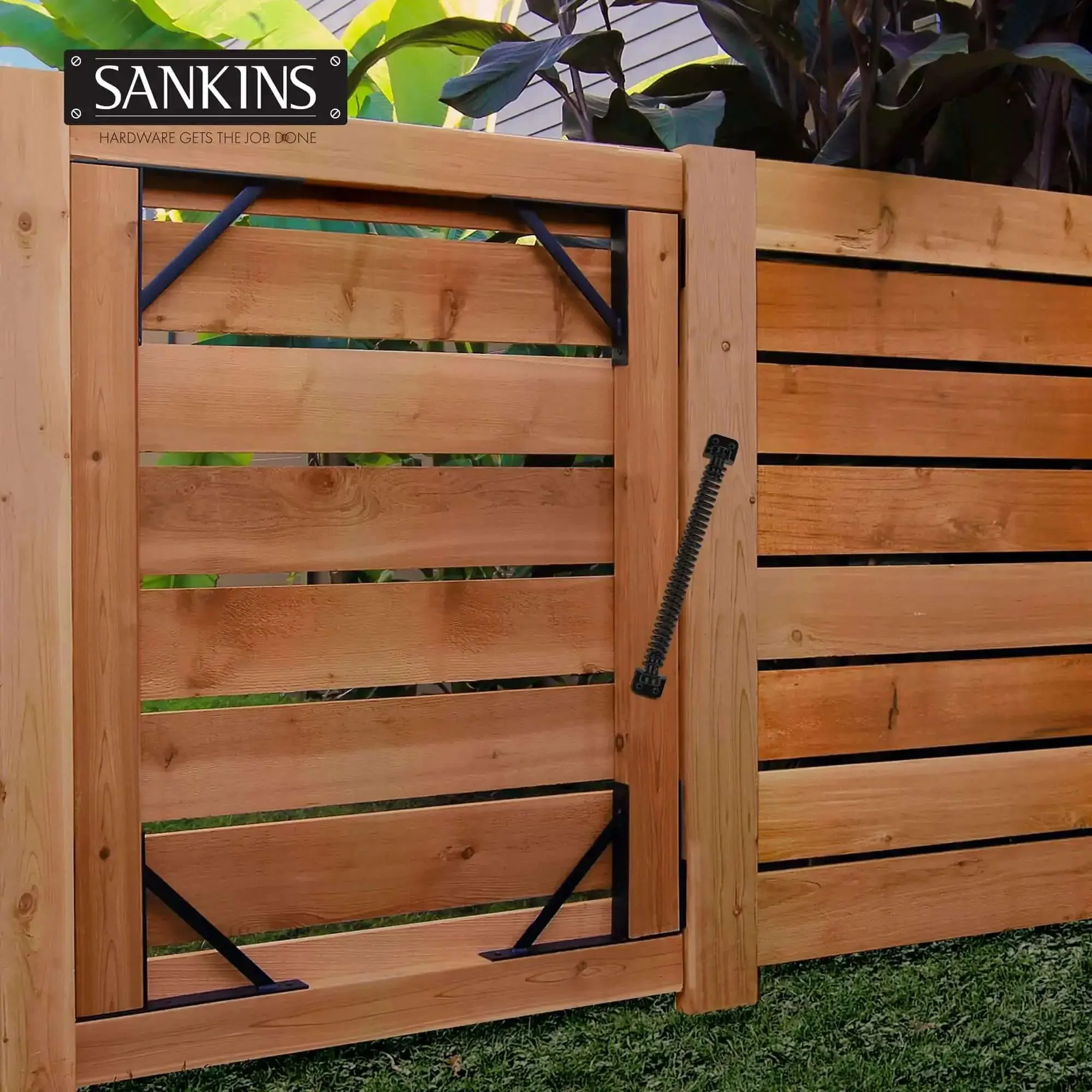 Heavy Duty Eleven And A Half Inch Self Closing Gate Spring For Outdoor Wooden And Vinyl Fences Built To Last With Adjustable Tension Black Powder Coated Steel Gate Closure Hardware - Image 2