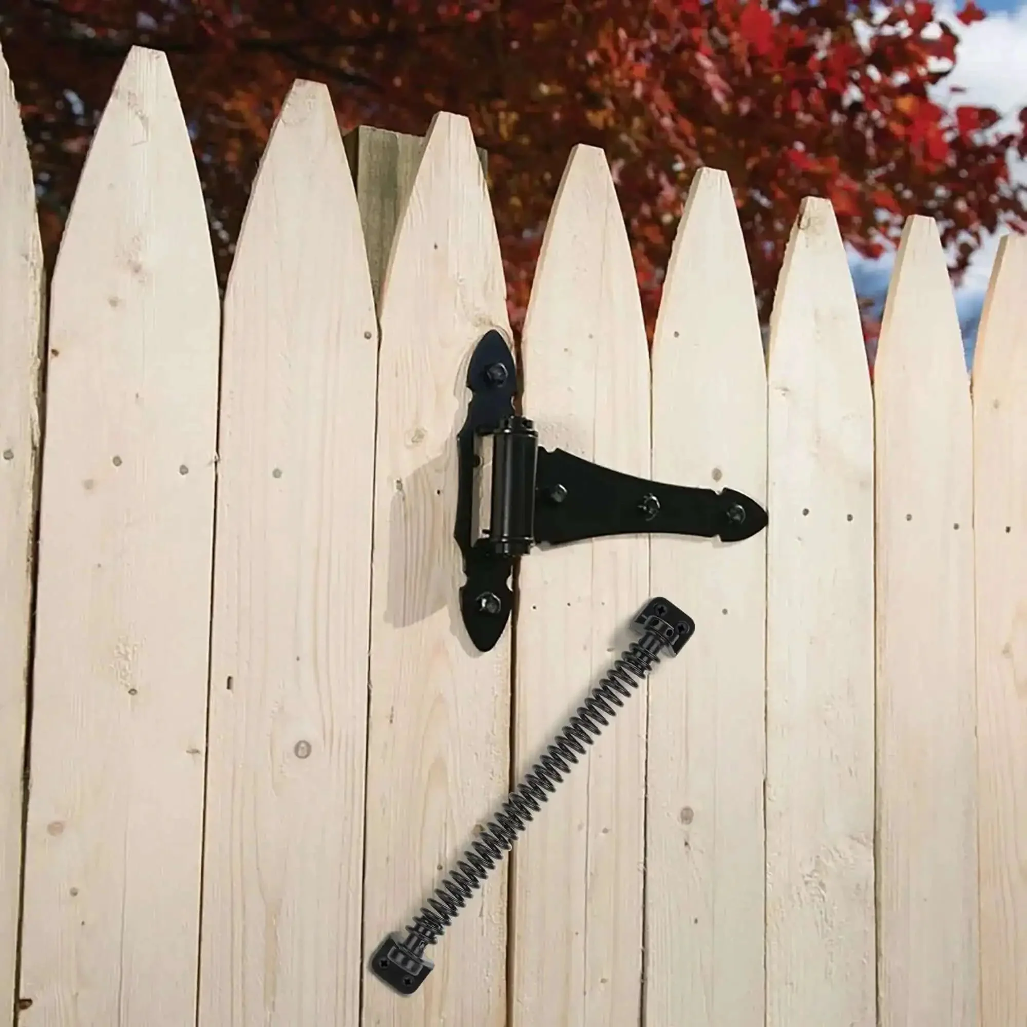 Heavy Duty Eleven And A Half Inch Self Closing Gate Spring For Outdoor Wooden And Vinyl Fences Built To Last With Adjustable Tension Black Powder Coated Steel Gate Closure Hardware - Image 3