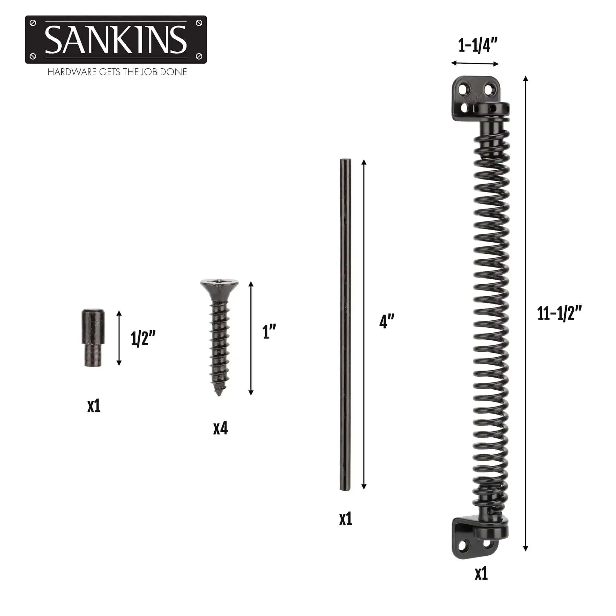 Heavy Duty Eleven And A Half Inch Self Closing Gate Spring For Outdoor Wooden And Vinyl Fences Built To Last With Adjustable Tension Black Powder Coated Steel Gate Closure Hardware - Image 6