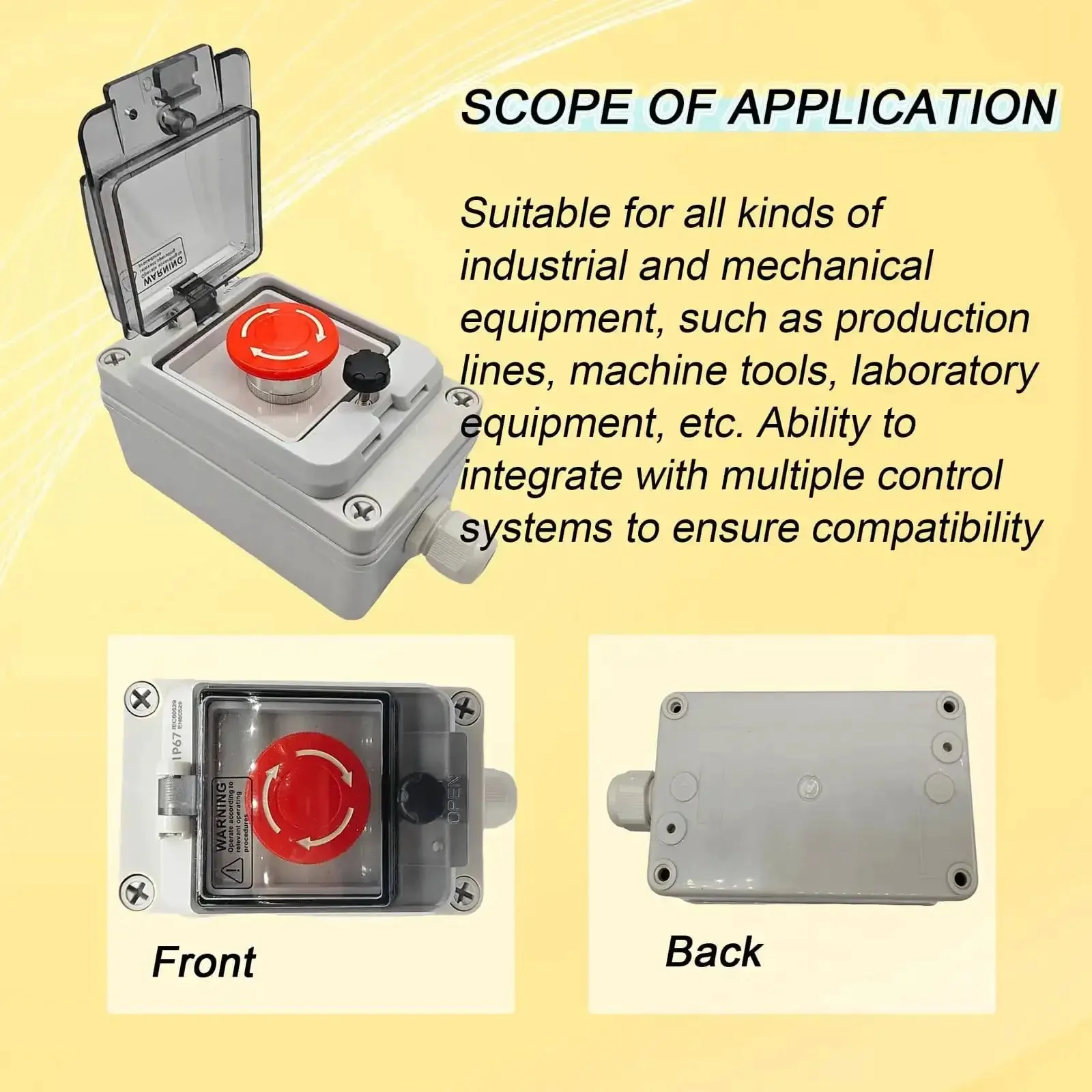 Heavy Duty Emergency Stop Button Box 660V 10A Machines Waterproof Outdoor IP67 Emergency Shutdown Switch Electronic Stop Button Box For Industrial Equipment And Production Lines - Image 3