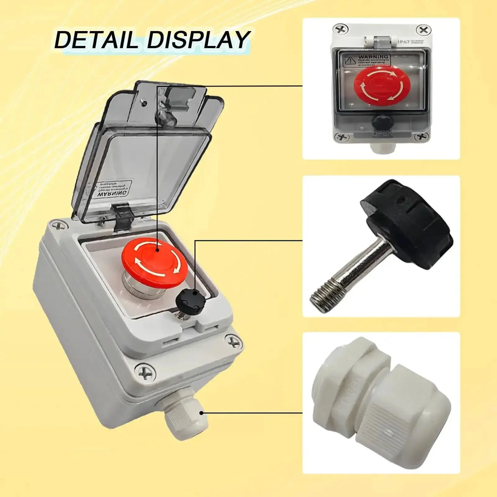 Heavy Duty Emergency Stop Button Box 660V 10A Machines Waterproof Outdoor IP67 Emergency Shutdown Switch Electronic Stop Button Box For Industrial Equipment And Production Lines - Image 5