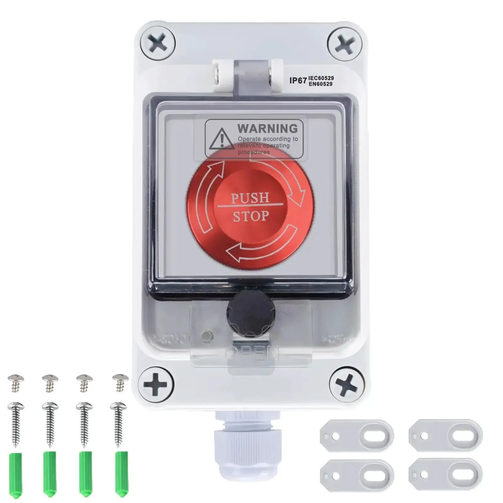 Heavy Duty Emergency Stop Button With Enclosure 10A 440V Industrial Shut Off Switch IP65 Waterproof E Stop Push Button Aluminum Housing Built For Tough Environments