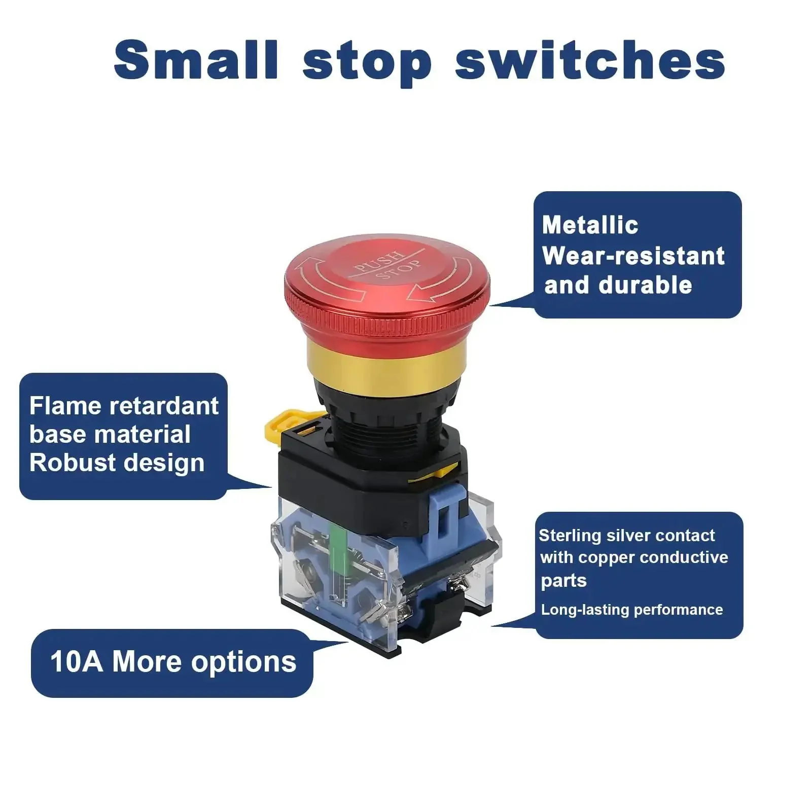 Heavy Duty Emergency Stop Button With Enclosure 10A 440V Industrial Shut Off Switch IP65 Waterproof E Stop Push Button Aluminum Housing Built For Tough Environments - Image 5