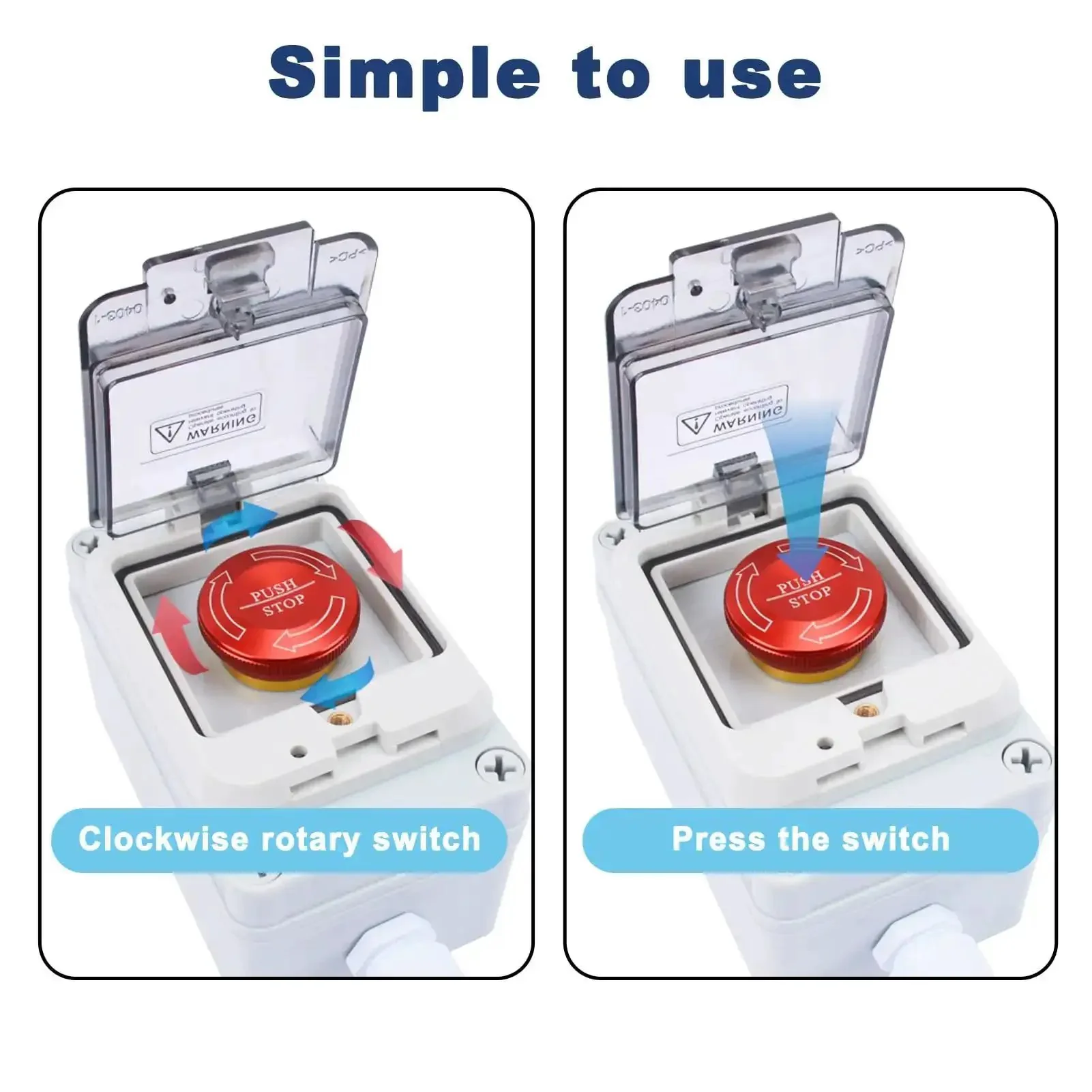 Heavy Duty Emergency Stop Button With Enclosure 10A 440V Industrial Shut Off Switch IP65 Waterproof E Stop Push Button Aluminum Housing Built For Tough Environments - Image 6