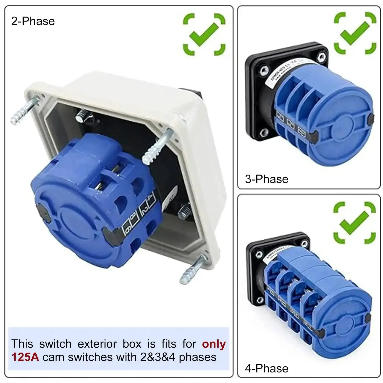 Heavy Duty Exterior Enclosure Box For 125A Universal Rotary Changeover Cam Switch LW28 125 4 Two Three Four Pole Outer Size 190 By 133 By 133 Millimeters 660V Rated Industrial Panel Mount Safety Box - Image 7