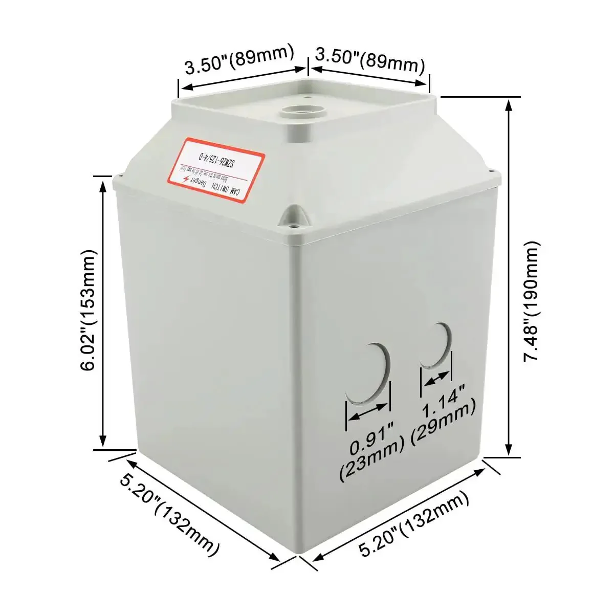 Heavy Duty Exterior Enclosure Box For 125A Universal Rotary Changeover Cam Switch LW28 125 4 Two Three Four Pole Outer Size 190 By 133 By 133 Millimeters 660V Rated Industrial Panel Mount Safety Box - Image 8