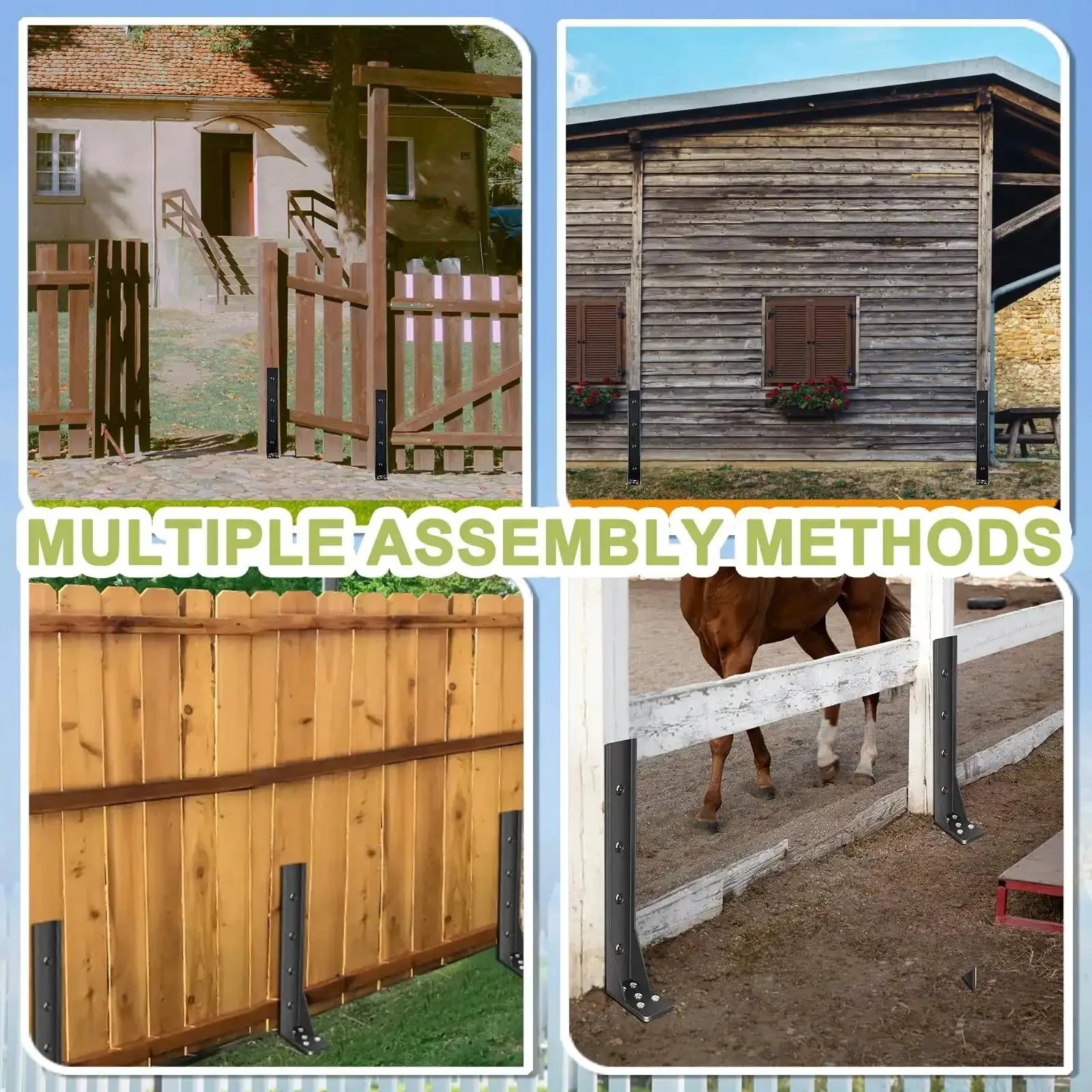 Heavy Duty Fence Post Repair Kit For Wood Posts With Ground Stakes And Post Anchors Backyard Fence Stakes To Fix Tilted Or Broken Posts Two Pack Weatherproof Rust Resistant One Eighth Inch Thick Channel Steel - Image 2
