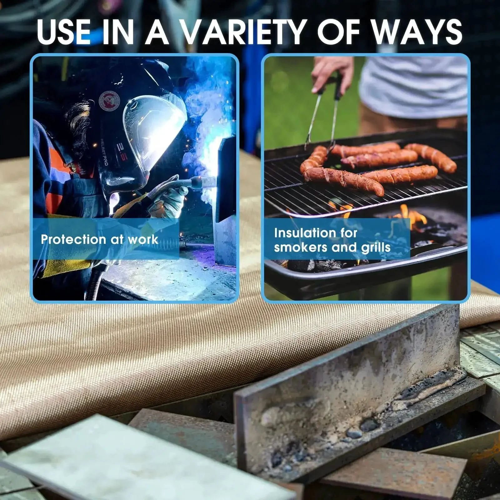 Heavy Duty Fiberglass Welding Blanket 2 Pack 4x6Ft Fireproof Insulation Mat One Third Inch Thick With Grommets For Welding And Grillin Heat Shield And Thermal Barrier - Image 3