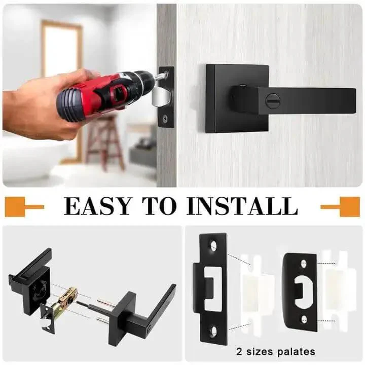 Heavy Duty Flat Black Door Handles Square Privacy Interior Levers For Bedrooms And Bathrooms Keyless Lockset 10 Pack Durable Matte Finish Hardware With Easy Installation And Smooth Operation - Image 4