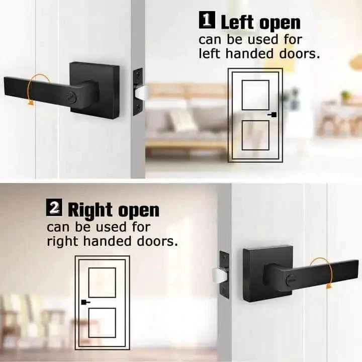 Heavy Duty Flat Black Door Handles Square Privacy Interior Levers For Bedrooms And Bathrooms Keyless Lockset 10 Pack Durable Matte Finish Hardware With Easy Installation And Smooth Operation - Image 5