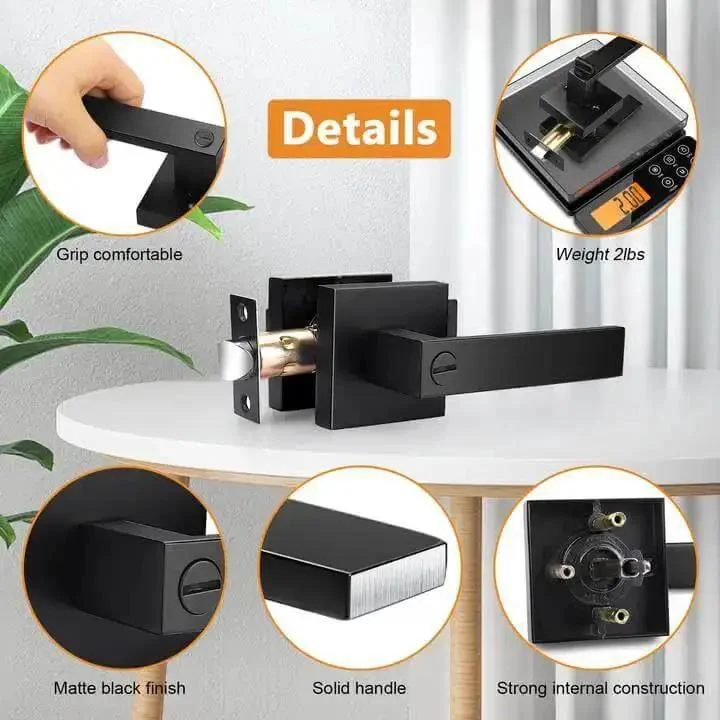 Heavy Duty Flat Black Door Handles Square Privacy Interior Levers For Bedrooms And Bathrooms Keyless Lockset 10 Pack Durable Matte Finish Hardware With Easy Installation And Smooth Operation - Image 7