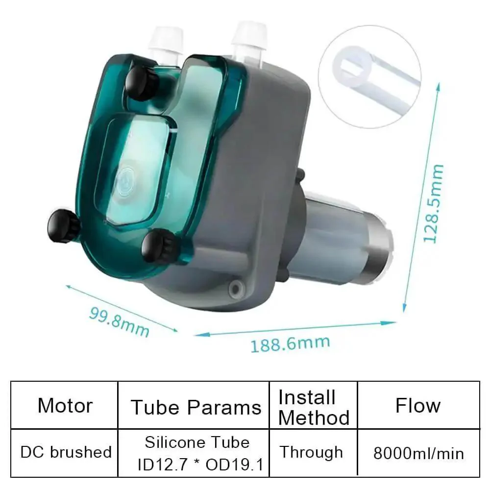 Heavy Duty Flow Peristaltic Pump With 8000 mL Per Minute Capacity And 12V Or 24V DC Motor Options For Food Grade Viscous Liquids Like Juice, Syrup, Coffee, Milk, Filling Machines And Quick Transfer, Compatible With 9.6 by 16 mm And 12.7 by 19.1mm - Image 7