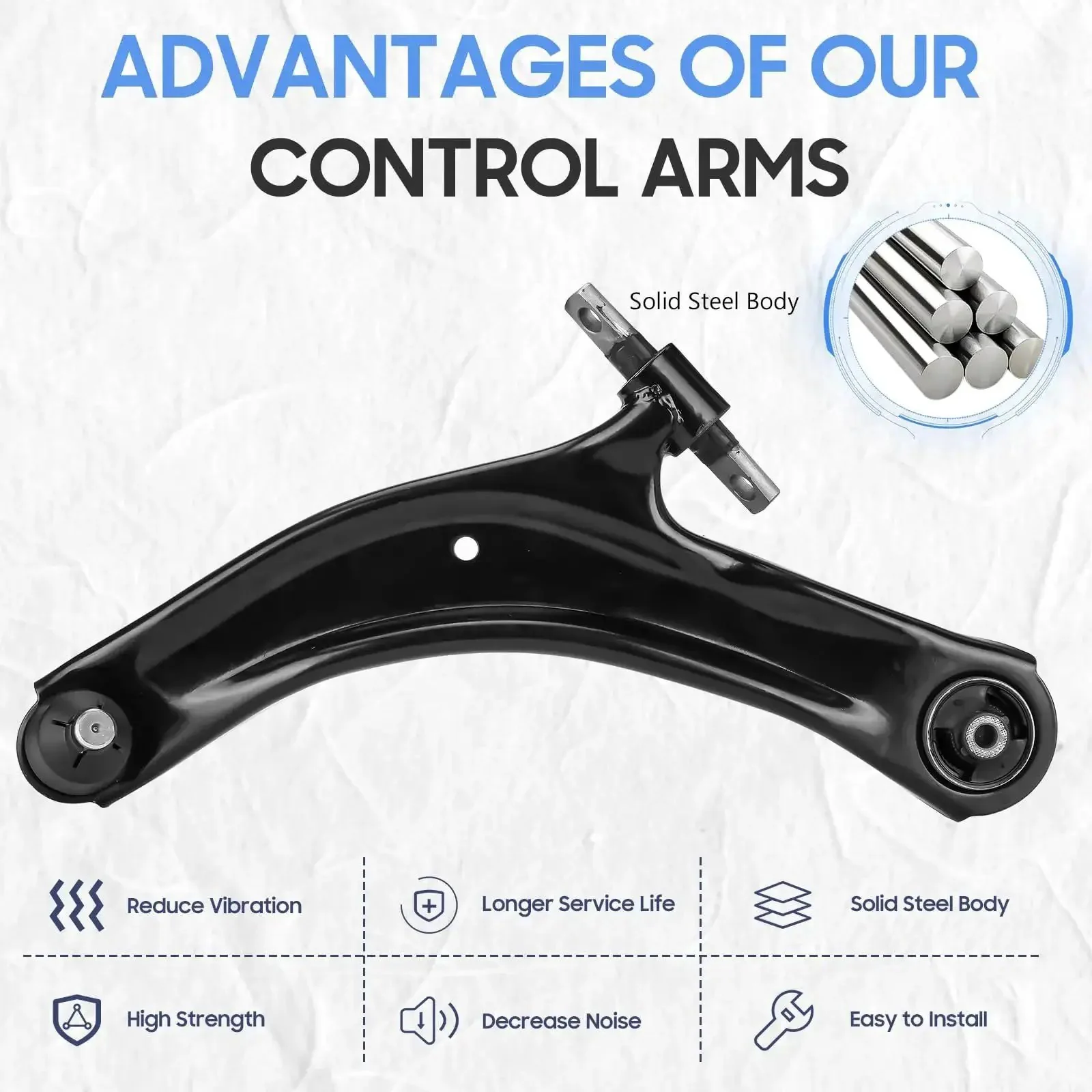 Heavy Duty Front Lower Control Arm With Ball Joint Suspension Kit Bolt On for Nissan Rogue 2.5L 2008 2009 2010 2011 2012 2013 And Rogue Select 2.5L 2014 2015 Two Piece - Image 6