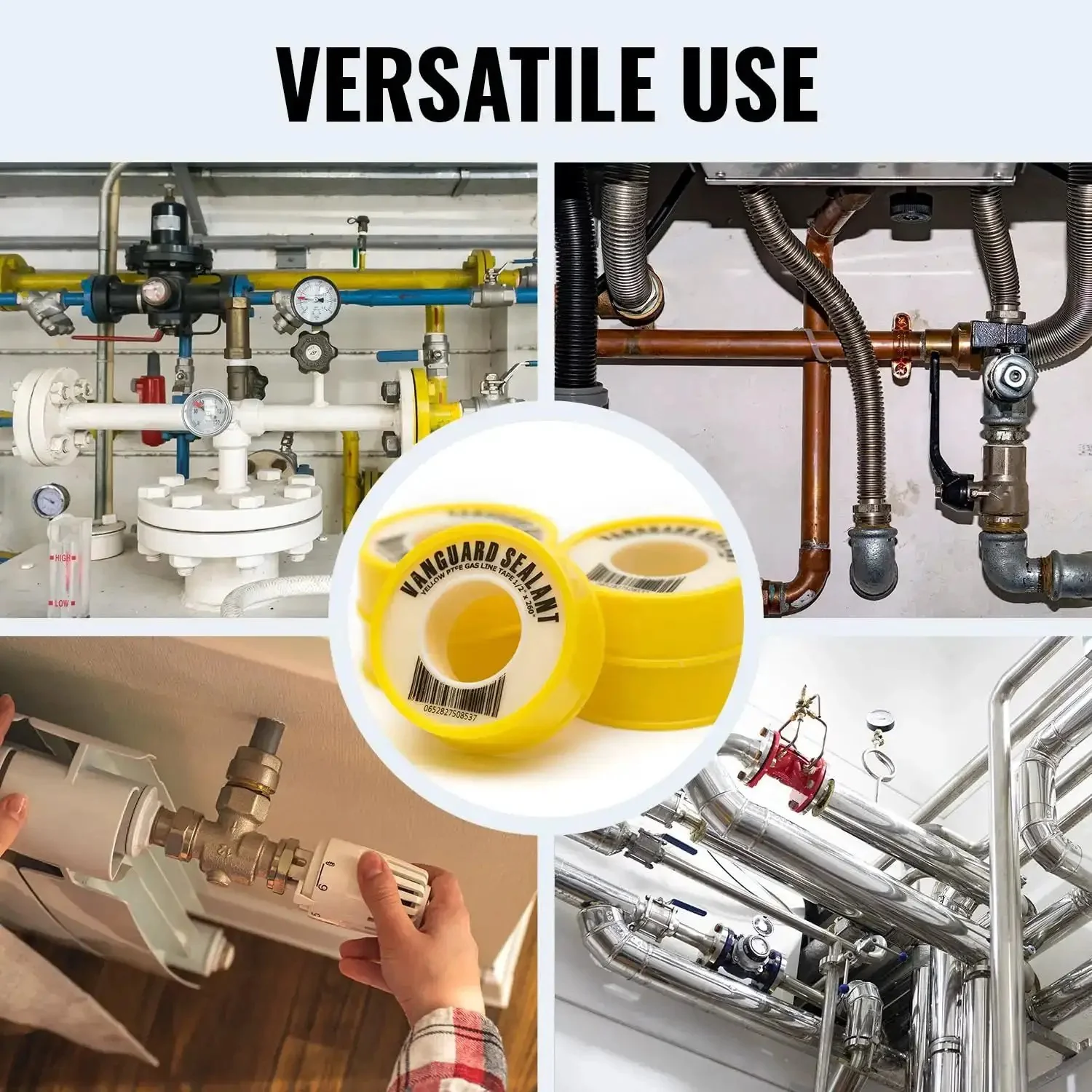 Heavy Duty Gas Pipe Thread Seal Tape PTFE Yellow Teflon Tape for Gas Fittings 260 Inch Length Half Inch Size High Resistance Leak Prevention for Propane and Natural Gas Lines Easy to Use and Durable - Image 2