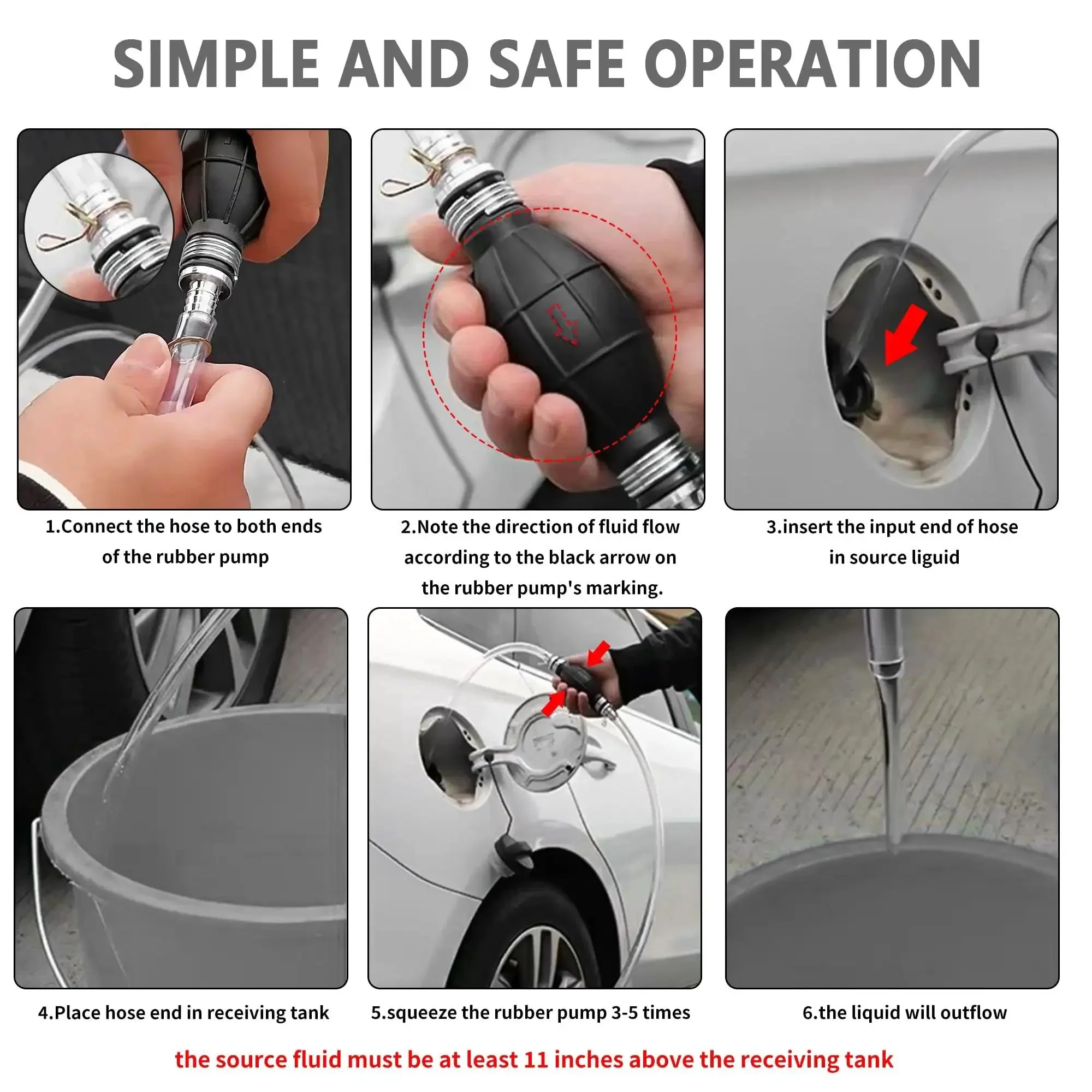 Heavy Duty Gas Siphon Pump With 6.5 Ft Hose And Brass Extender, Enlarged Caliber Fuel Transfer Siphon Kit For Gasoline And Diesel, Portable Siphon Pump With All Parts Included, No Spill Quick Transfers For Home Or Workshop - Image 4