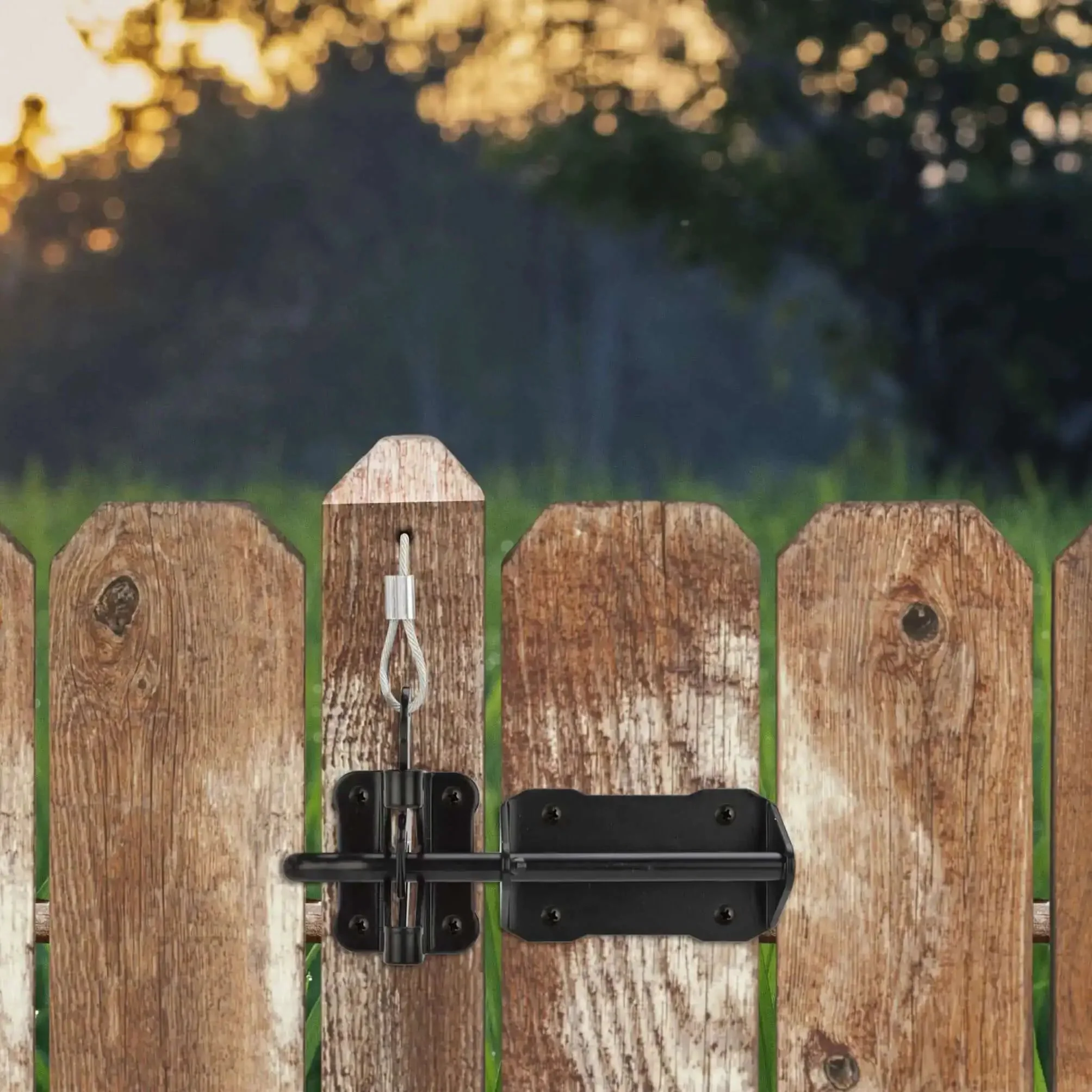 Heavy Duty Gate Latch With Gravity Lever Self Locking Wire Operated Release For Wooden Fence Metal Gate Vinyl Fence Pool And Outdoor Gates Black Tough As Nails Anti Rust Coated Finish Zinc Plated Hardware Fingertip Release - Image 2
