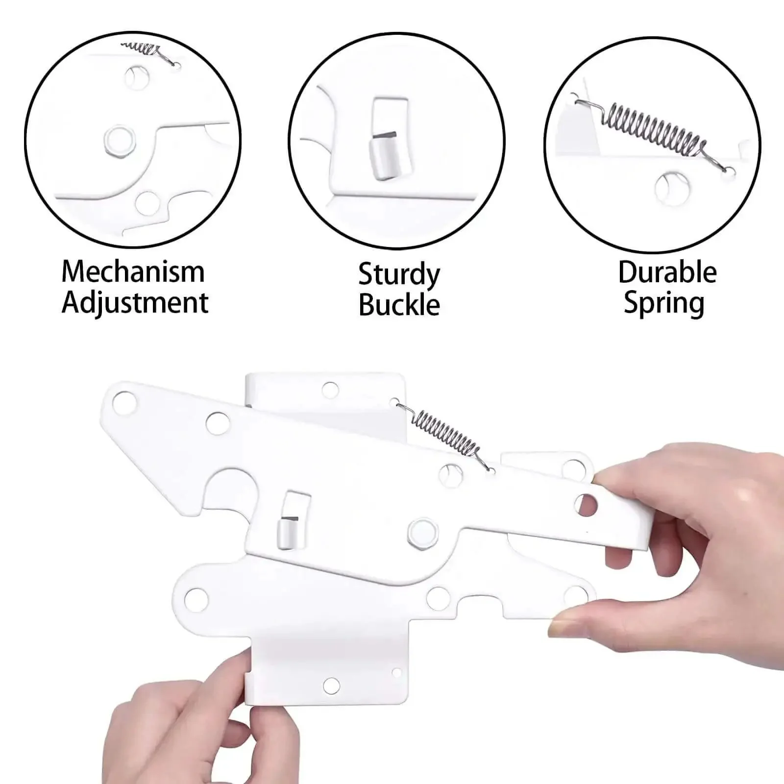 Heavy Duty Gate Latch With Post Mount Automatic Self Closing Door Latch For Wooden And Vinyl Fences Pool And Garden Outdoor Includes Mounting Screws White Finish No Fuss Self Latching Design For One Push Closure And Padlock Compatibility - Image 9