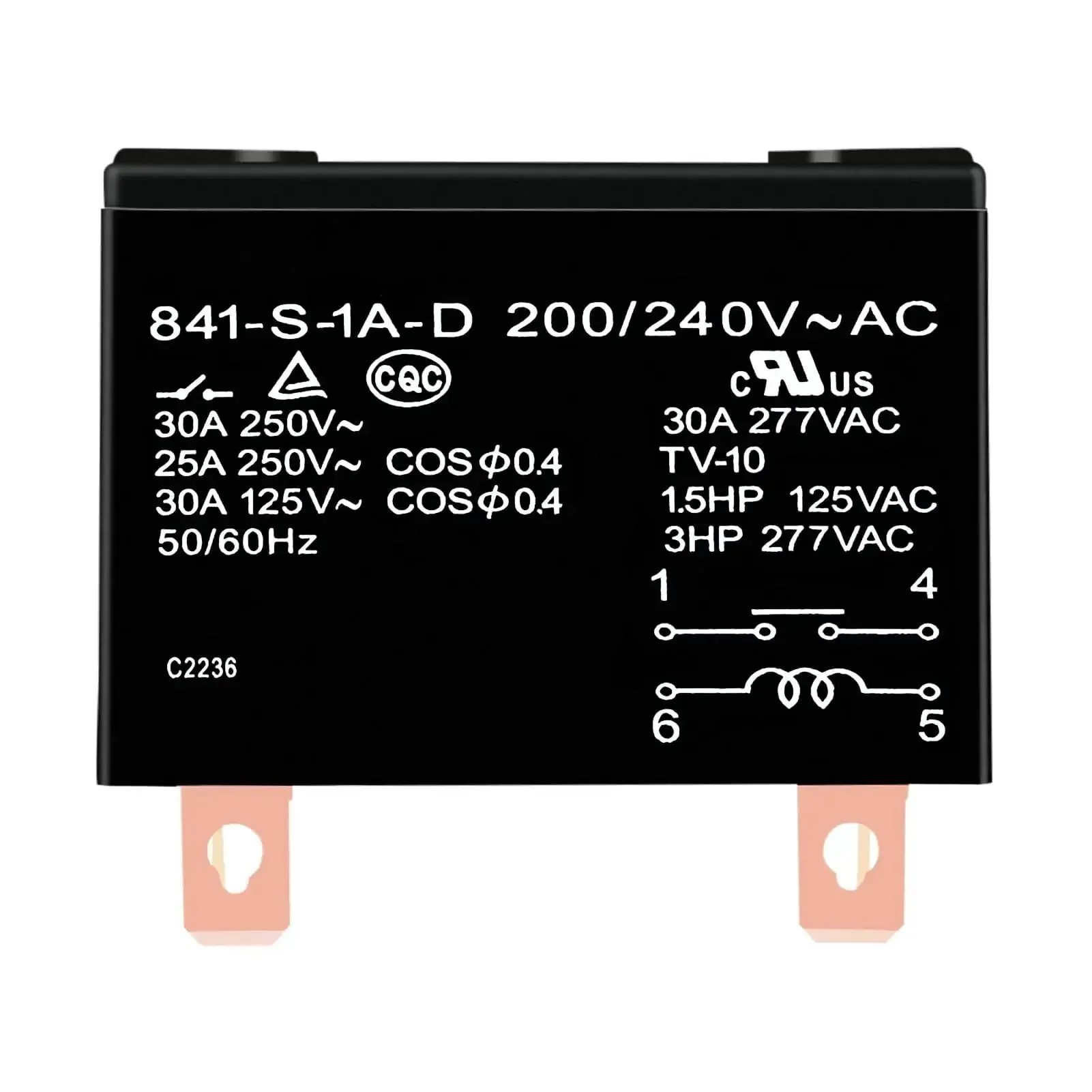 Heavy Duty General Purpose Relay 30A At 277V With Dust Cover And Quick Terminal For Easy Hookup 200 240VAC Industrial Grade Electrical Control SPDM Style