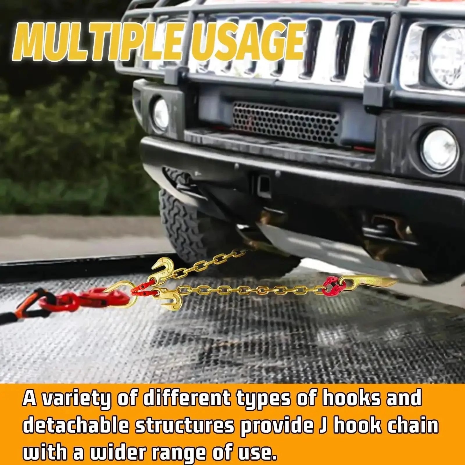 Heavy Duty Grade 80 V Bridle Towing Chain 5/16 Inch, 3 Feet With 8 Inch Hooks, 5400 Lbs Working Load Limit For Rollback Car Carrier Hauler And Secure Transport - Image 4