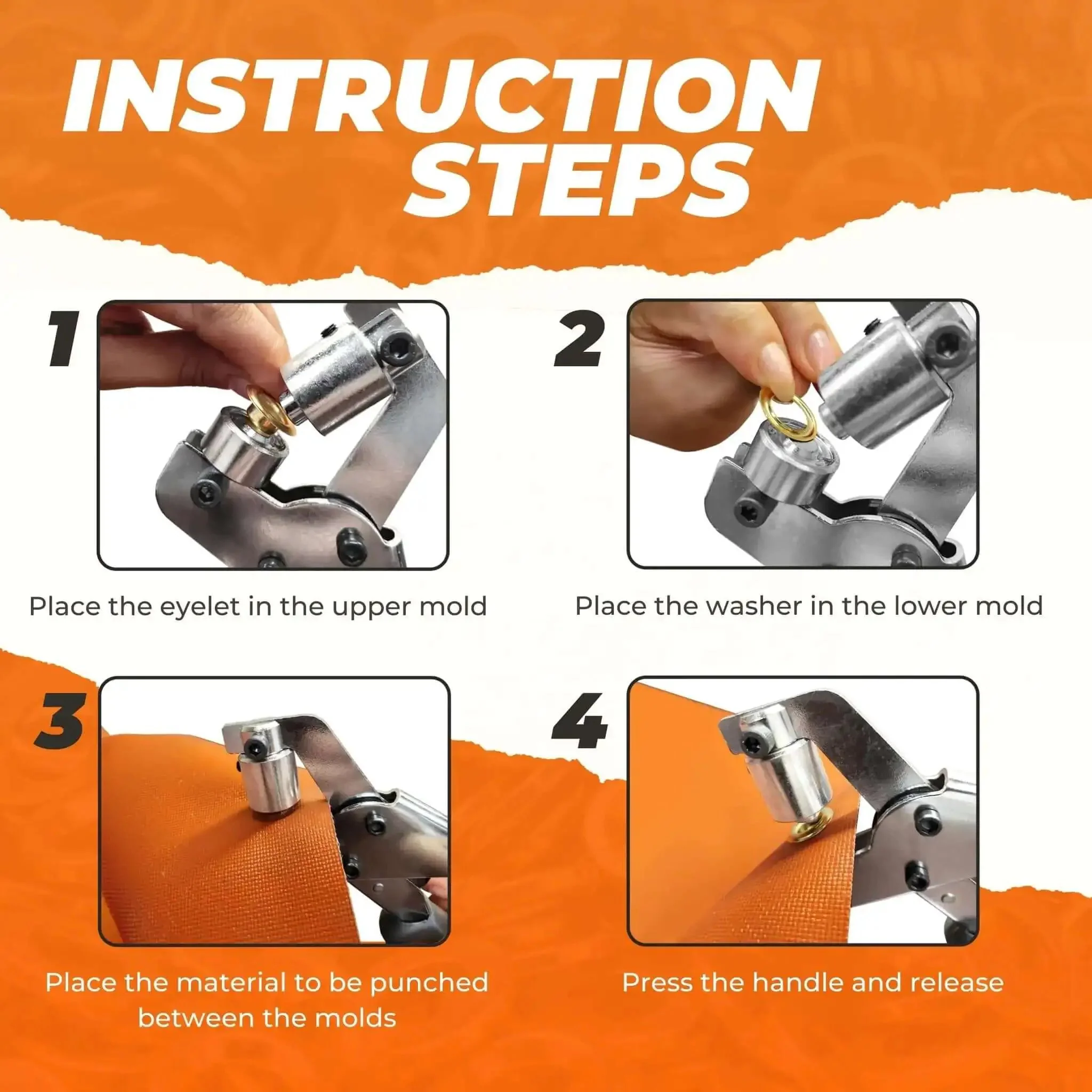 Heavy Duty Grommet Tool Kit With Three Eighths Inch Eyelet Pliers And Ten Millimeter Punch For Tarps Fabric And Leather Includes Hole Punch And Six Hundred Grommets In Gold And Silver Pro Grade Grommet Puncher For DIY Repairs And Craft Projects - Image 3