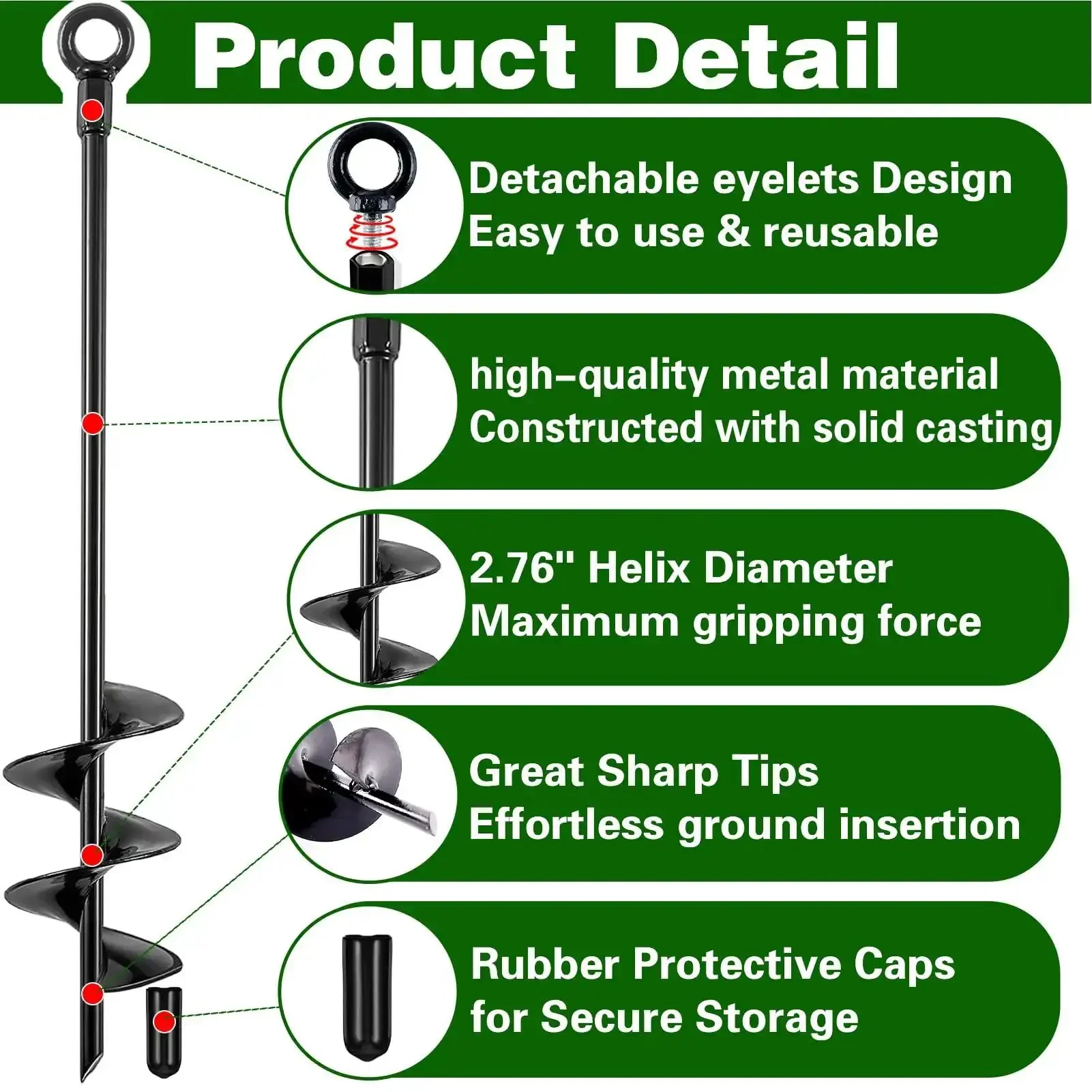 Heavy Duty Ground Anchors 18 Inch 4 Pack Screw In Earth Anchors For Swing Sets Tents Sheds Carports Trampolines Campers Mobile Homes Built To Last In High Winds Sturdy As Heck Metal Auger Stakes - Image 6