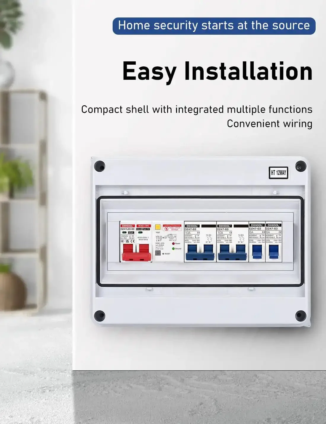 Heavy Duty Ground Fault Circuit Breaker With Surge Protection For DIN Rail Mount Two Pole 63 Amp 120V To 240V AC Leakage Trip 30mA Short Circuit Protection And Circuit Isolation - Image 5