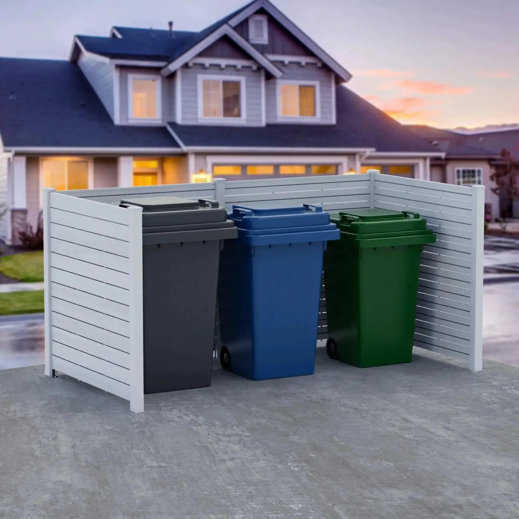Heavy Duty Ground Mounting Kit For Four Panel Privacy Screens That Secures To Concrete Keeps Your Outdoor Space Neat By Hiding Clutter And Standing Up To Wind Fits White And Black Panels - Image 2