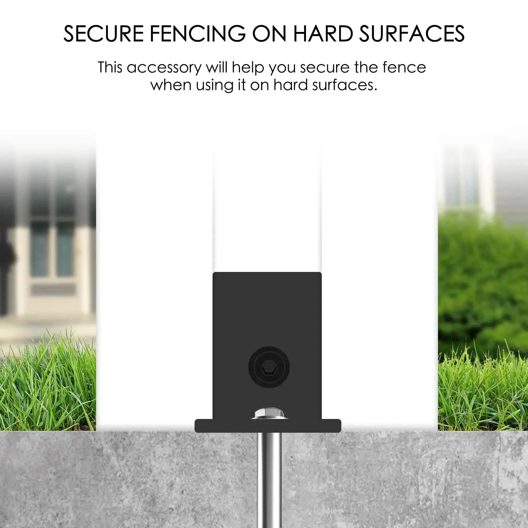 Heavy Duty Ground Mounting Kit For Four Panel Privacy Screens That Secures To Concrete Keeps Your Outdoor Space Neat By Hiding Clutter And Standing Up To Wind Fits White And Black Panels - Image 3