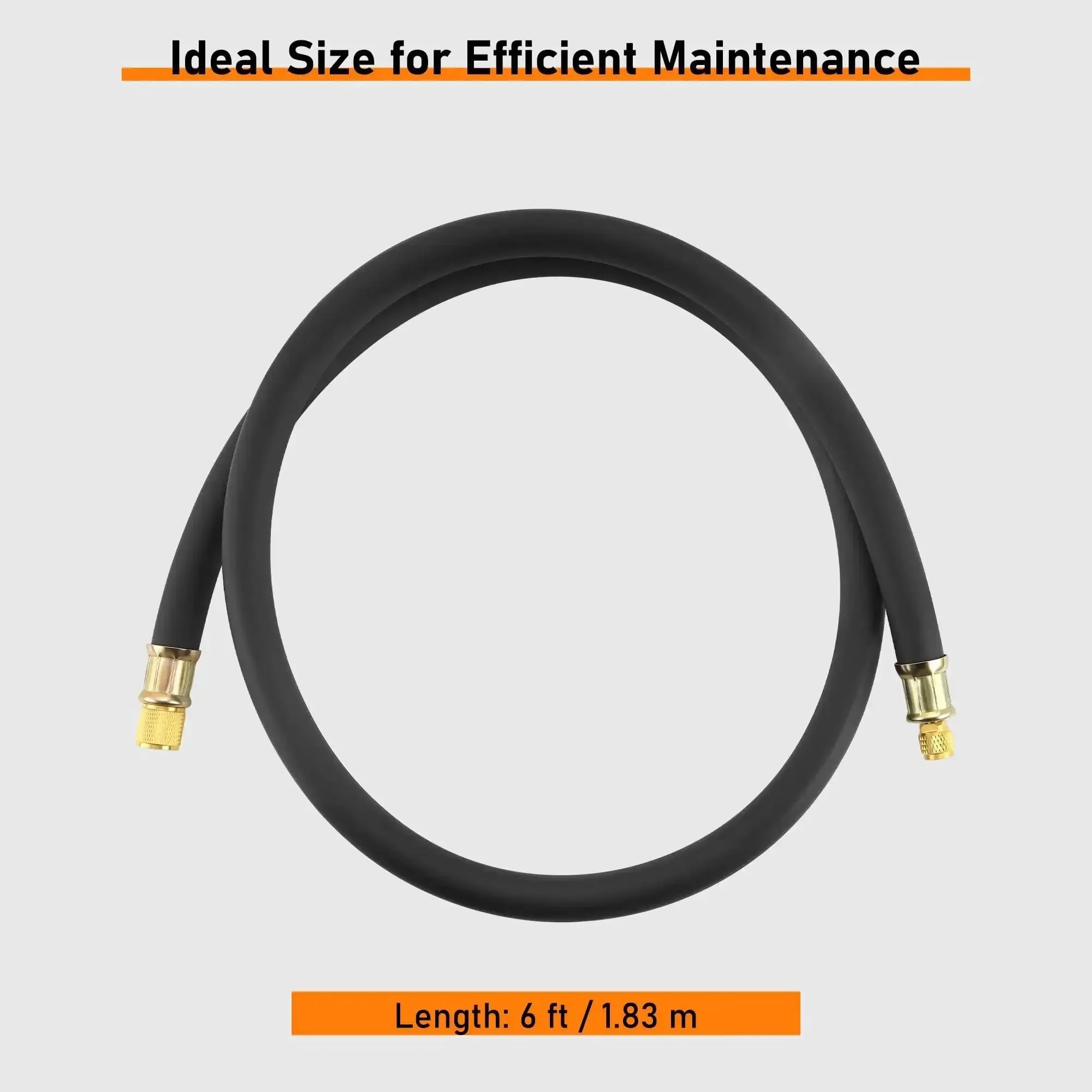 Heavy Duty Half Inch HVAC Vacuum Hose, 6 Ft Long, Fast Evacuation And Recovery, High Pressure Rated, Black Charge Hose For AC Service And Refrigerant Recovery - Image 7