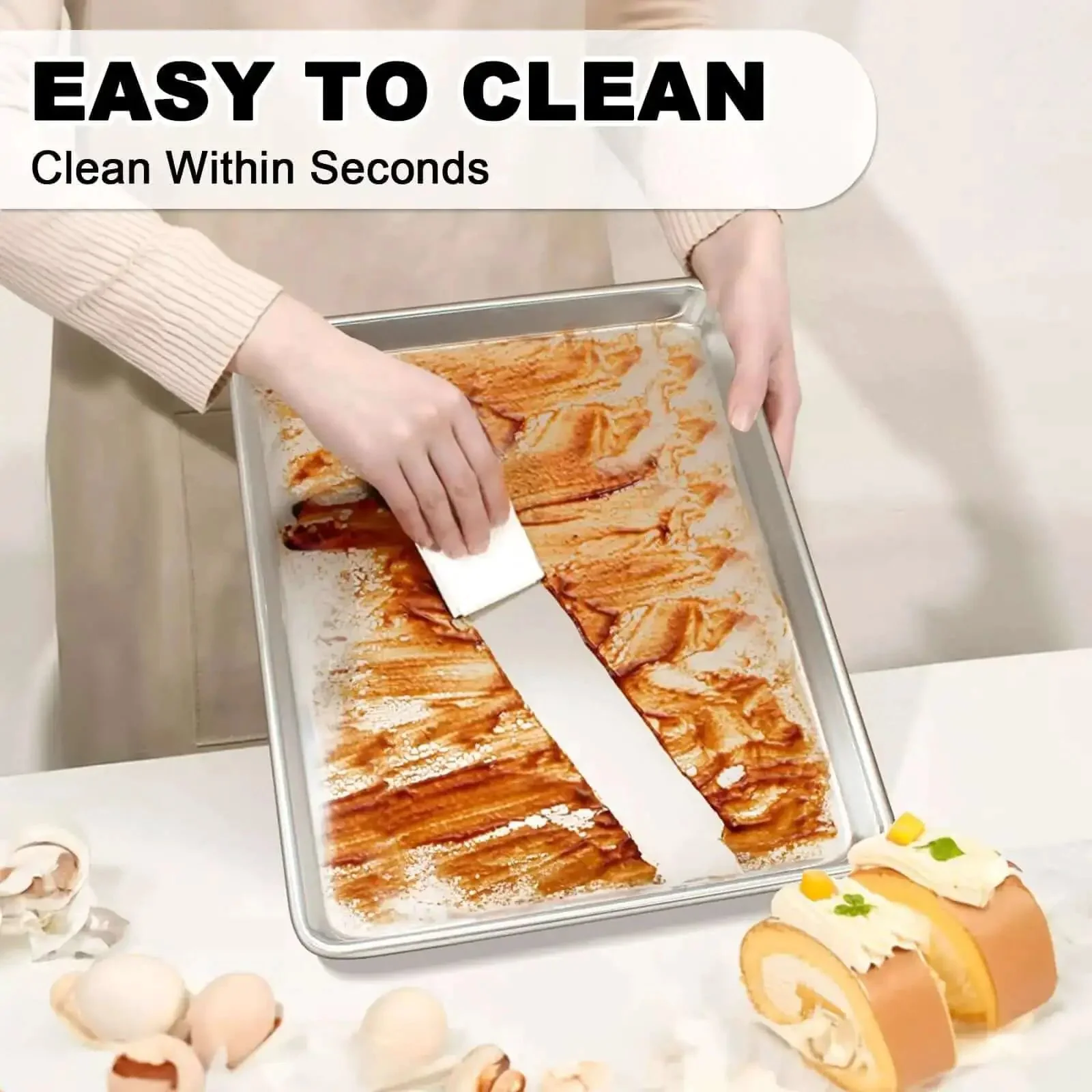 Heavy Duty Half Sheet Pans With Rack Set For Baking And Roasting Thick Aluminum Bakeware That Will Not Warp 500F Temperature Tolerance 18 Inch Nonstick Cookie Sheets Durable Easy Clean Up For Everyday Kitchen Use - Image 2