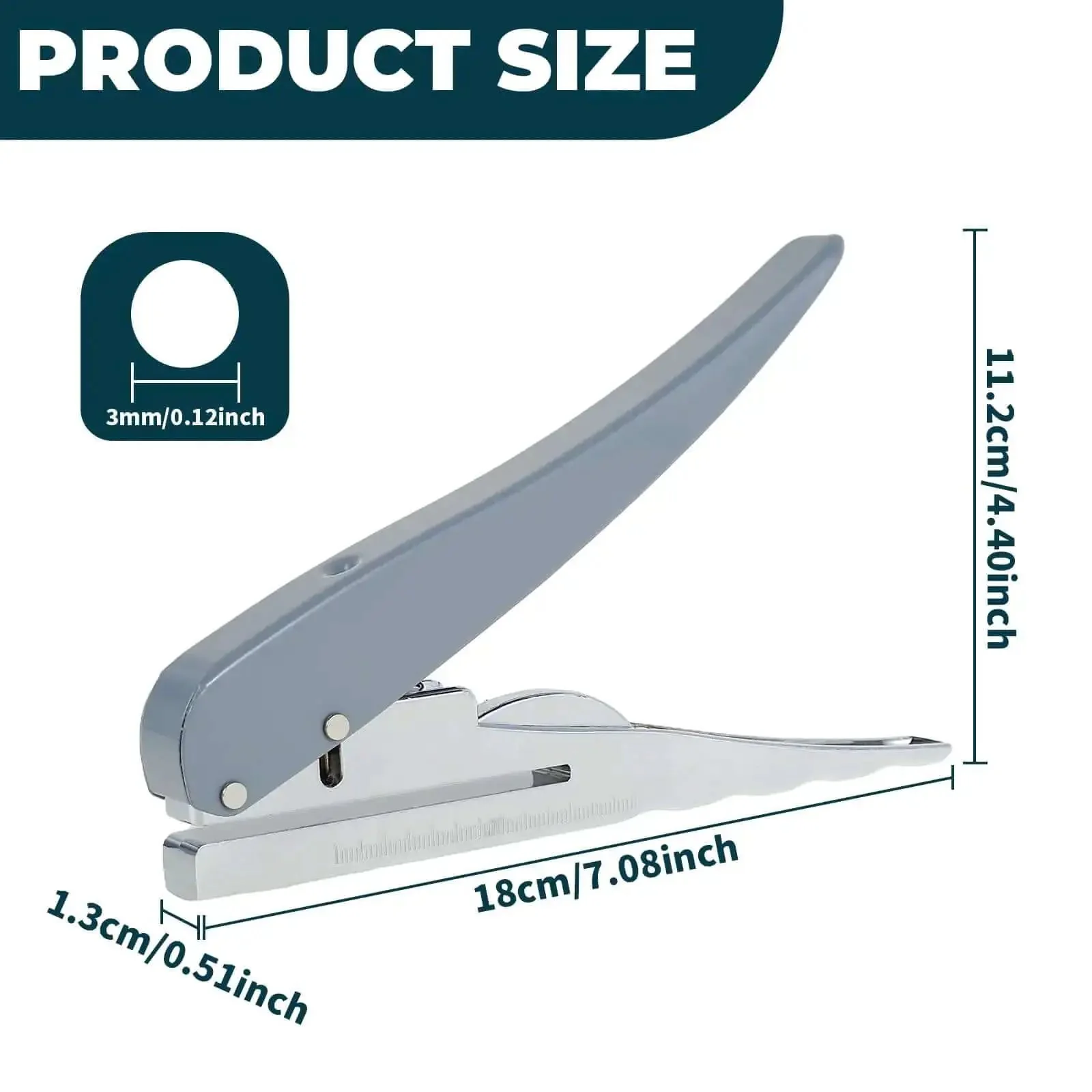 Heavy Duty Handheld Hole Puncher That's Built Tough With 0.12, 0.24, And 0.31 Inch Hole Sizes, 25 Sheet Capacity, Durable Metal Punch For Paper IDs PVC Cards Scrapbooks And Albums - Image 7
