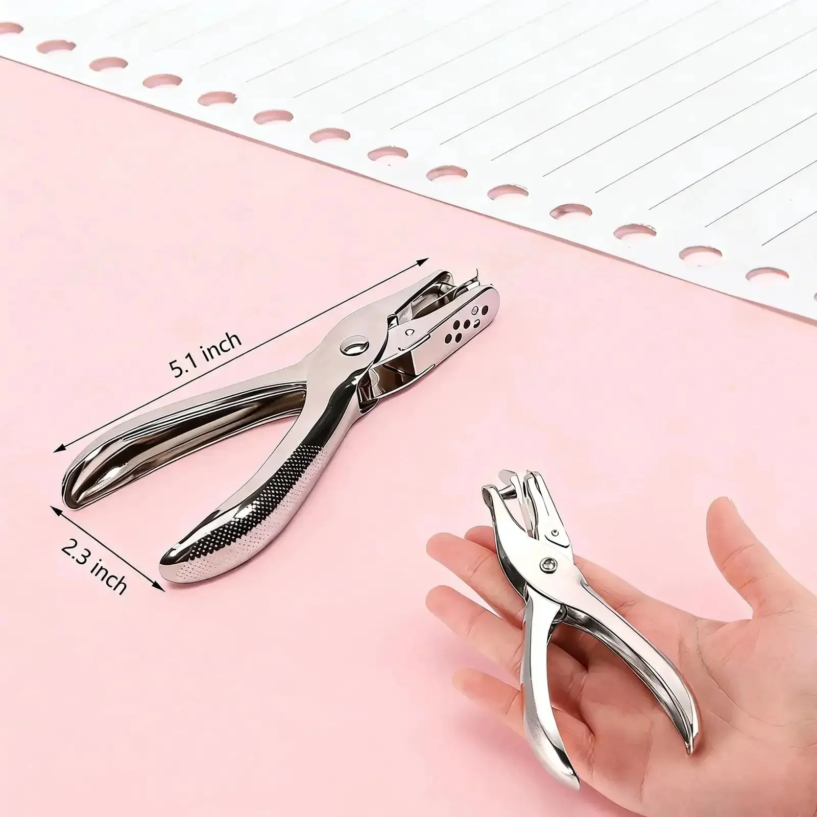 Heavy Duty Handheld Paper Hole Punch For Crafters, Dual Size One Hole Puncher With One Eighth And One Quarter Inch Options, Full Metal Build, Ergonomic Grip, Punches Up To Five Sheets, Perfect For Cards, Scrapbooks, And DIY Paper Projects - Image 6