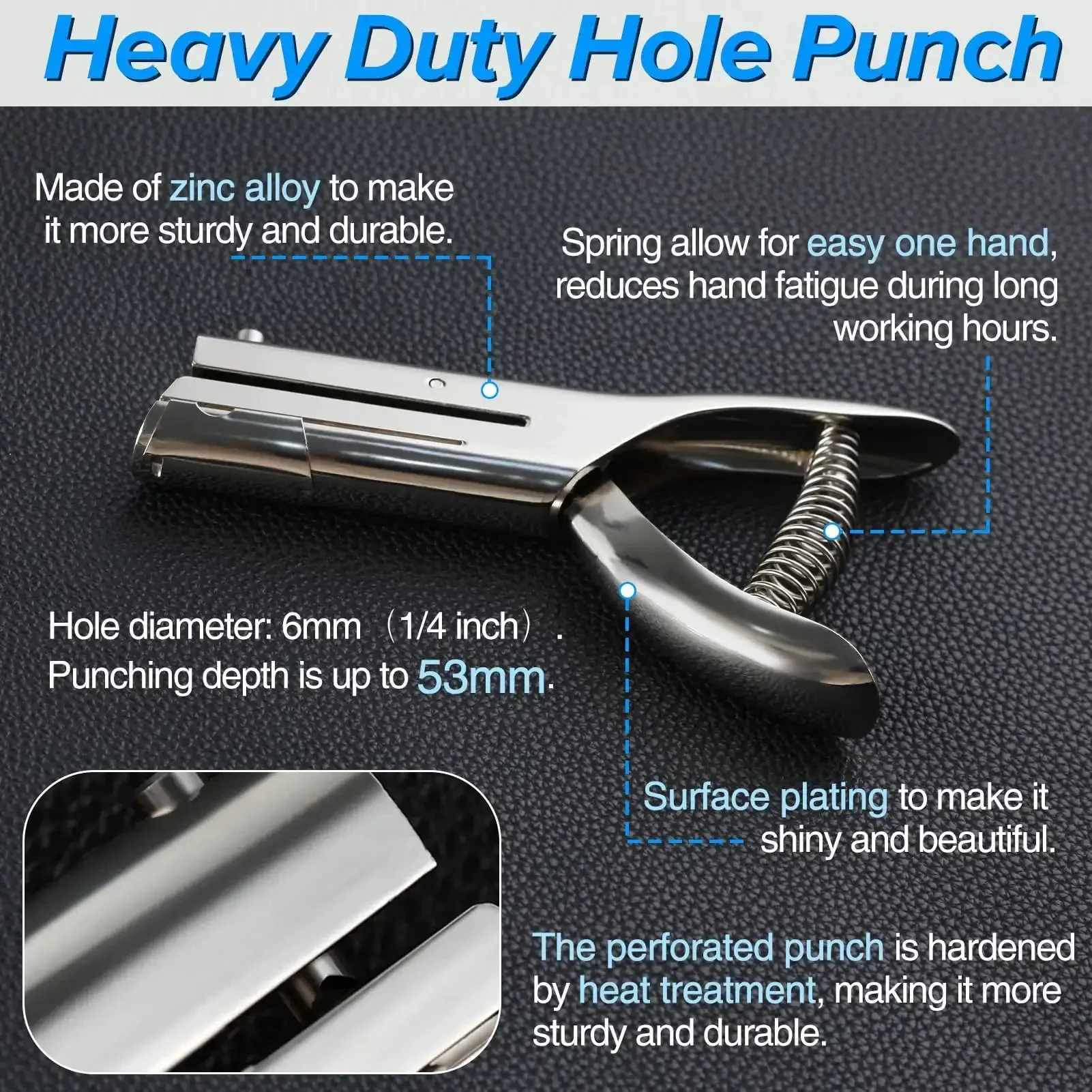 Heavy Duty Handheld Single Hole Punch For Paper Card Plastic PVC And Cardstock Long Reach Pro Grade Hole Puncher For Badges Tags And Scrapbooks Ideal For DIY Projects And Crafting - Image 3