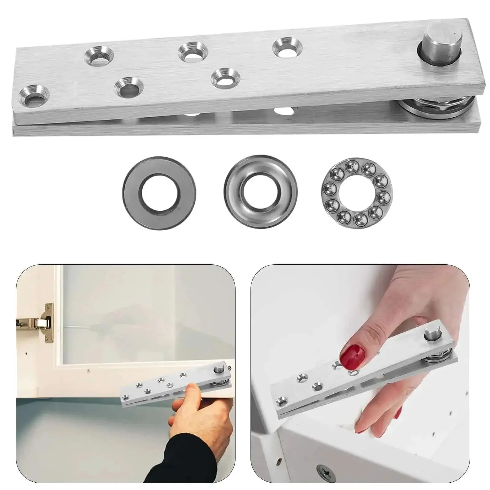 Heavy Duty Hidden Door Hinge 360 Degree Stainless Steel Pivot Concealed Hardware For Secret Doors And Cabinets Invisible Hidden Hinge For Bookshelves Rock Solid Load Bearing And Precise Alignment - Image 2