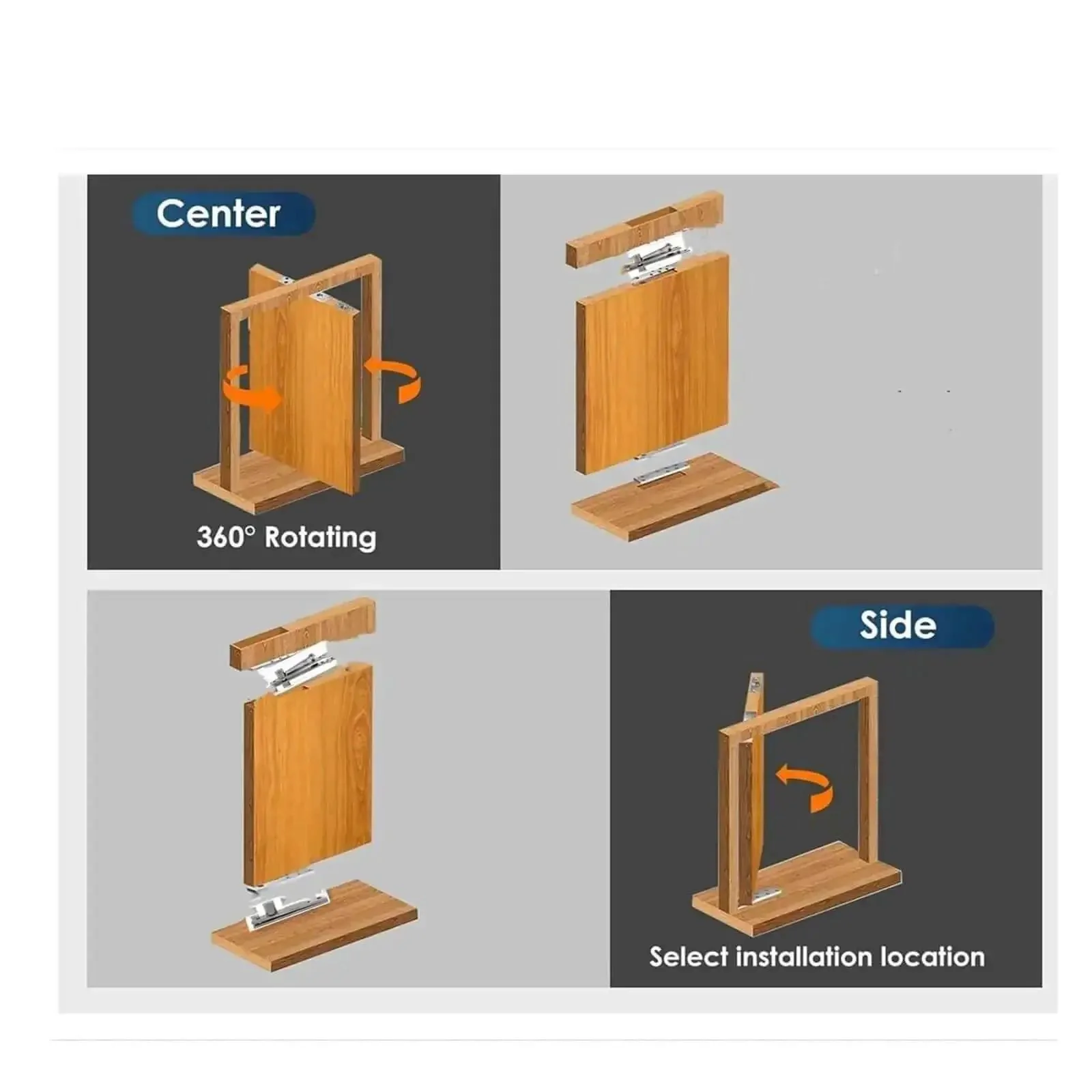 Heavy Duty Hidden Pivot Door Hinge Kit 360 Degree Rotation Stainless Steel For Secret Doors And Bookshelves Floor Supported Top Pivot With Retractable Pin Adjustable Gap Removable Door Easy Install - Image 5