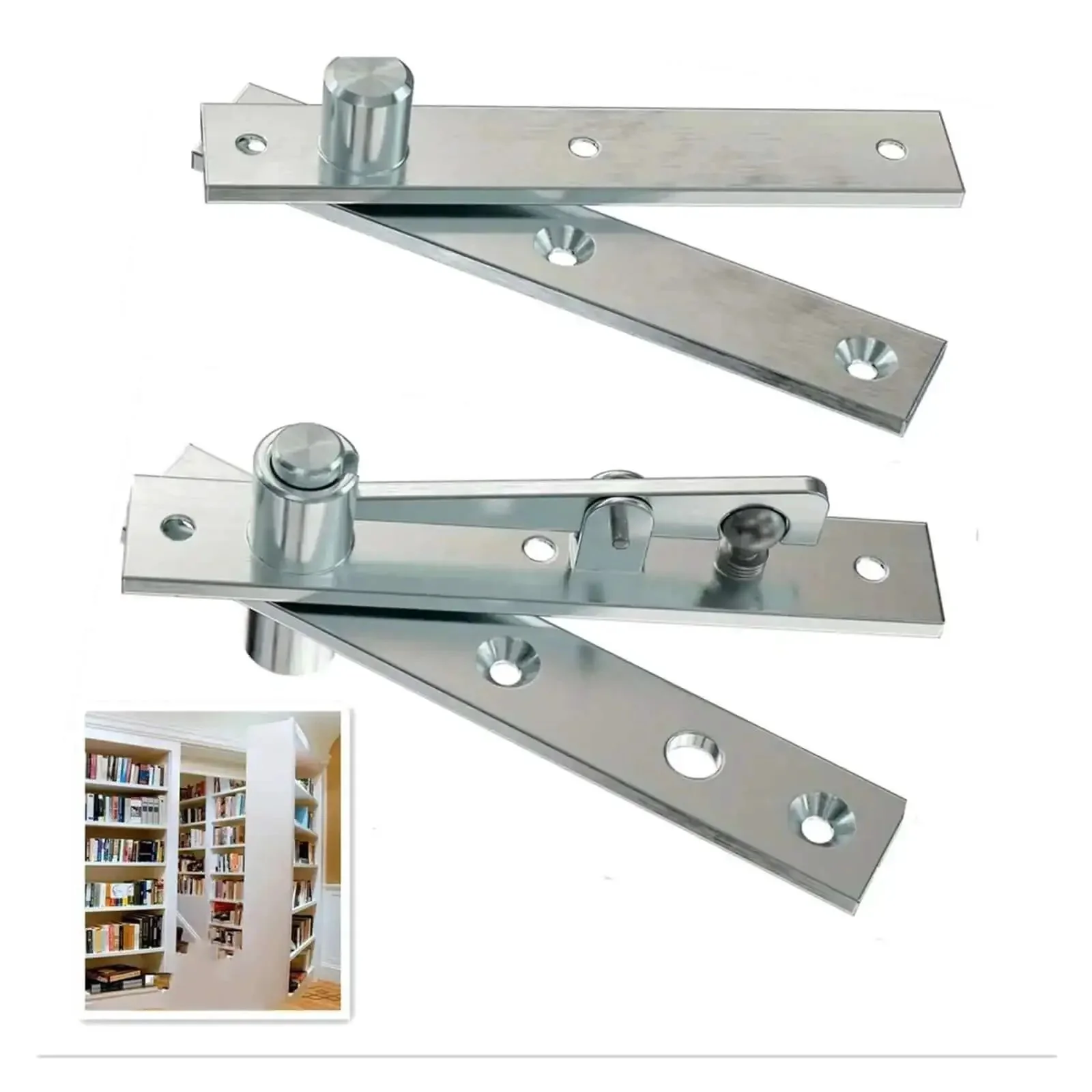 Heavy Duty Hidden Pivot Door Hinge Kit 360 Degree Rotation Stainless Steel For Secret Doors And Bookshelves Floor Supported Top Pivot With Retractable Pin Adjustable Gap Removable Door Easy Install - Image 6
