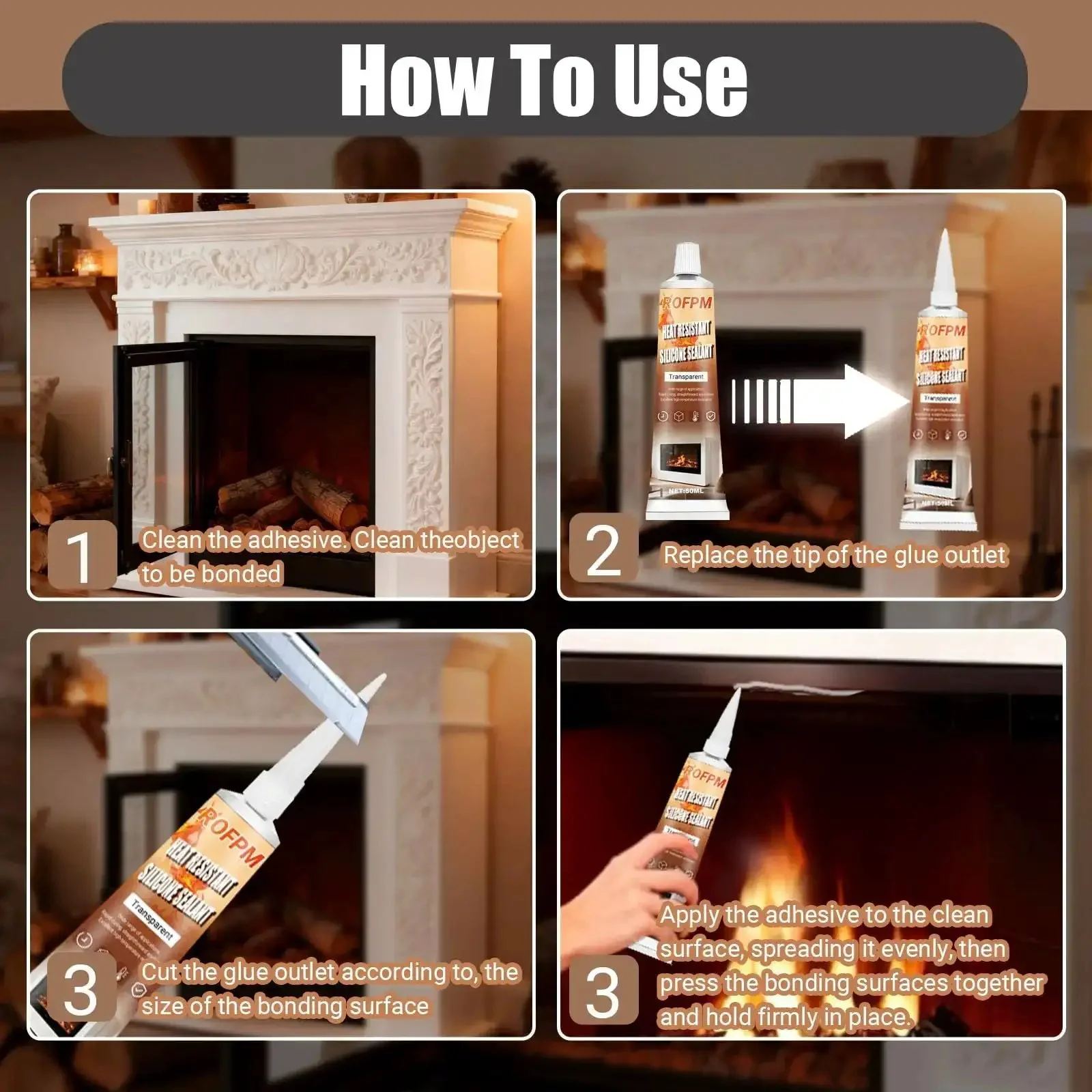 Heavy Duty High Heat Silicone Sealant Set 100ml Clear Heat Resistant Glue Ultra Durable Waterproof Sealant For Fireplace Oven Microwave Stove Cooktop Grill No Mess Pack Of 2 - Image 4