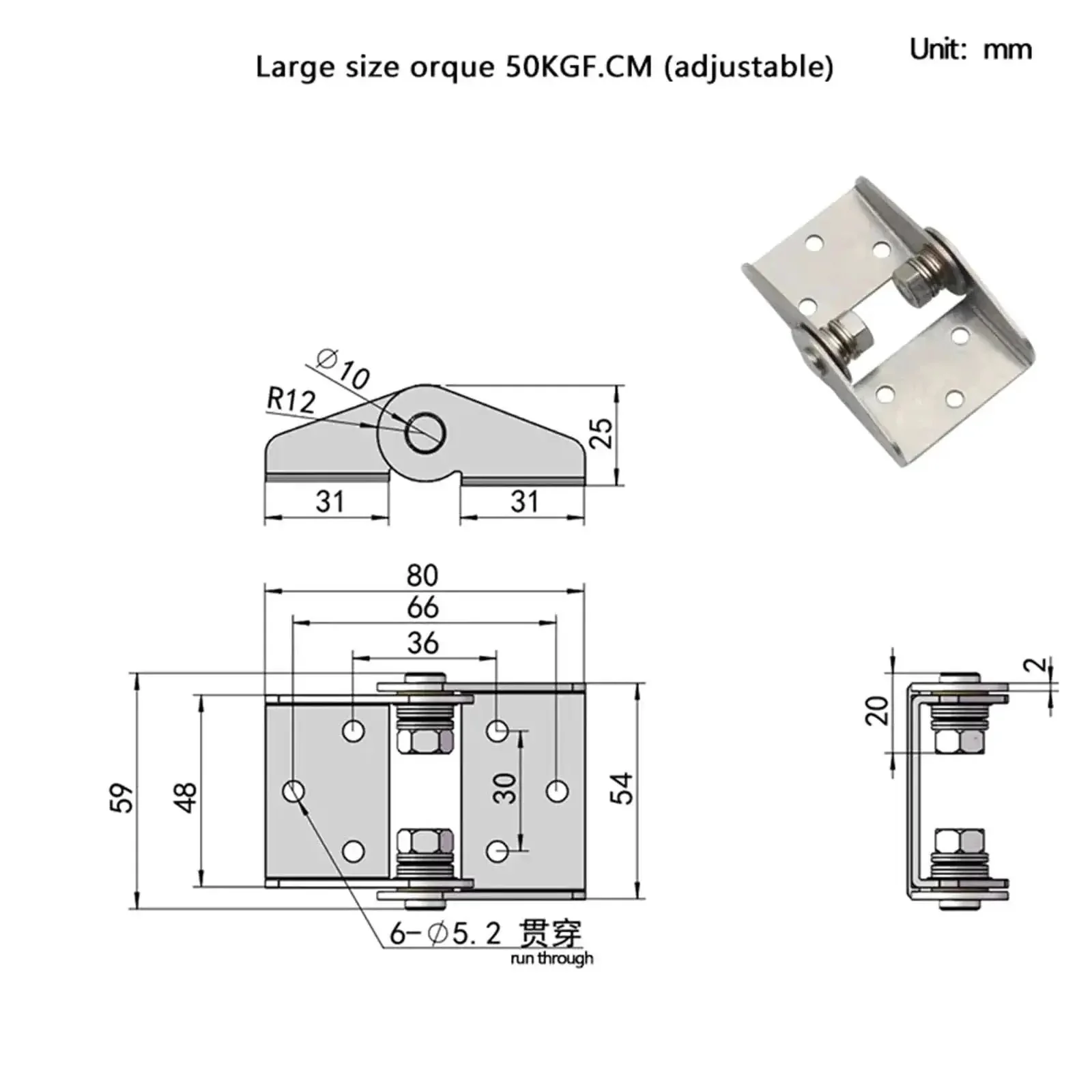 Heavy Duty High Torque Damping Hinge 304 Stainless Steel Adjustable Free Stop And Position 5.0N.m 1 Piece Cabinet Door Hinge For Smooth Soft Close And Precise Alignment - Image 7