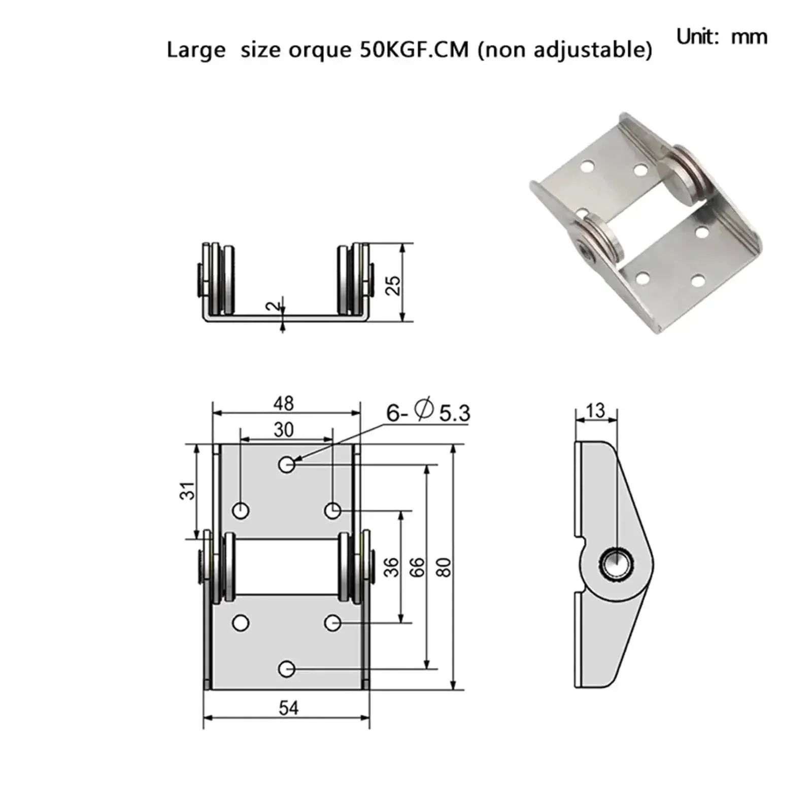Heavy Duty High Torque Damping Hinge With Adjustable Free Stop And Position, 1 Pc, Large 5.0N.m No Adj, Smooth Stop Action For Cabinet Doors Great For Kitchen Cabinets, Tool Chests, Desks And Wardrobes; Easy To Install With Solid, Quiet Action - Image 7